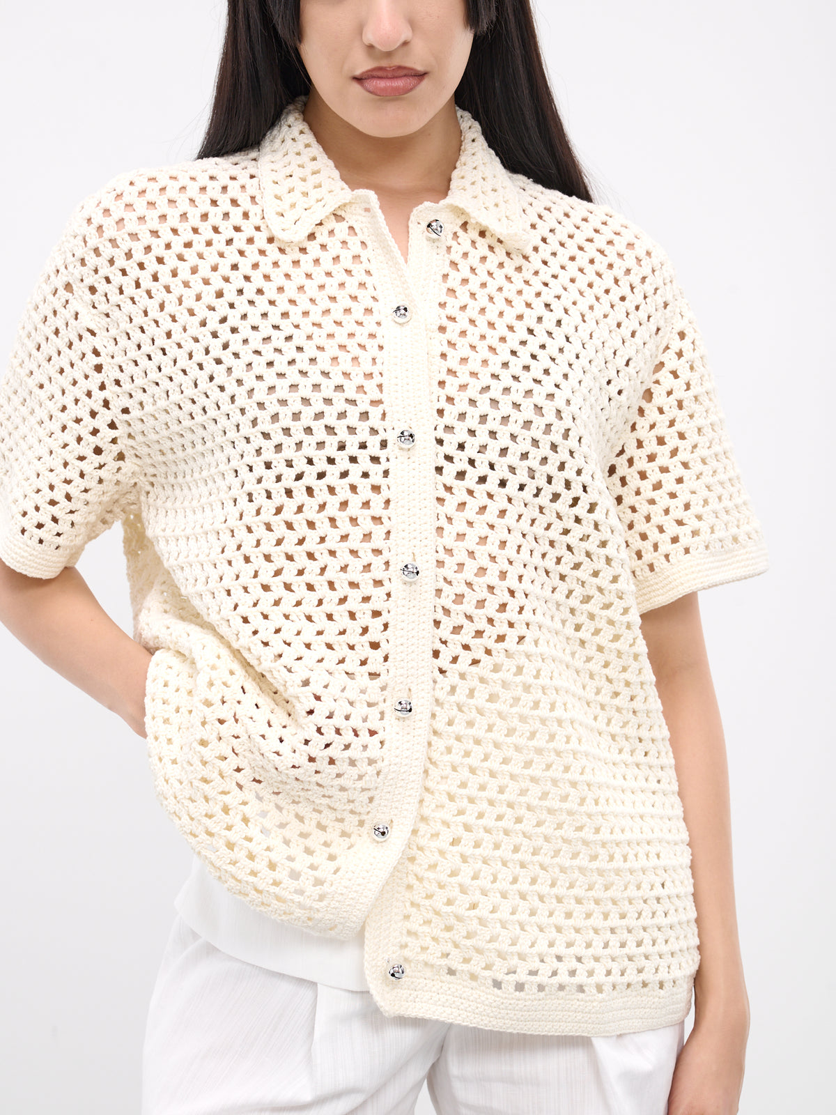 Sheila Hand Crochet Shirt (KNTP01IV-IVORY)