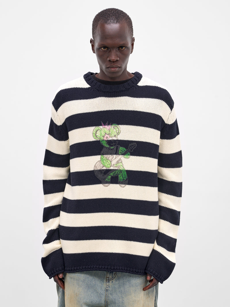 Graphic Striped Knit Sweater (KO0-26-662-U-NV-NAVY)