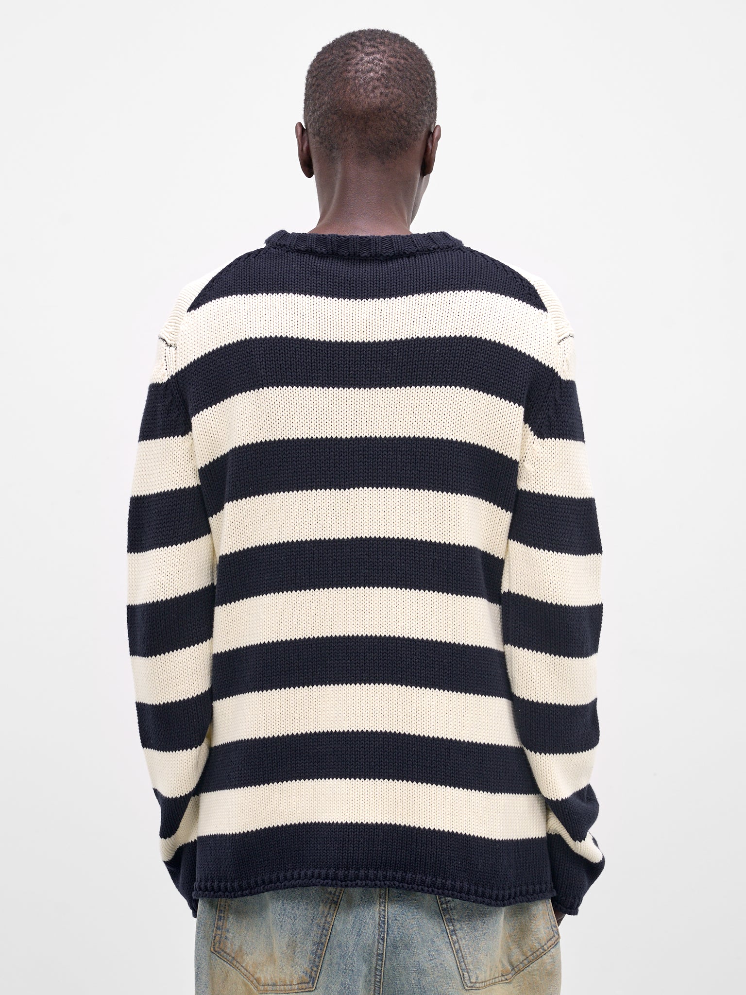 Graphic Striped Knit Sweater (KO0-26-662-U-NV-NAVY)