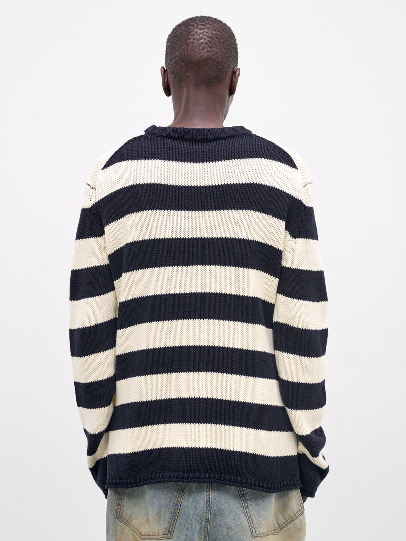 Graphic Striped Knit Sweater (KO0-26-662-U-NV-NAVY)