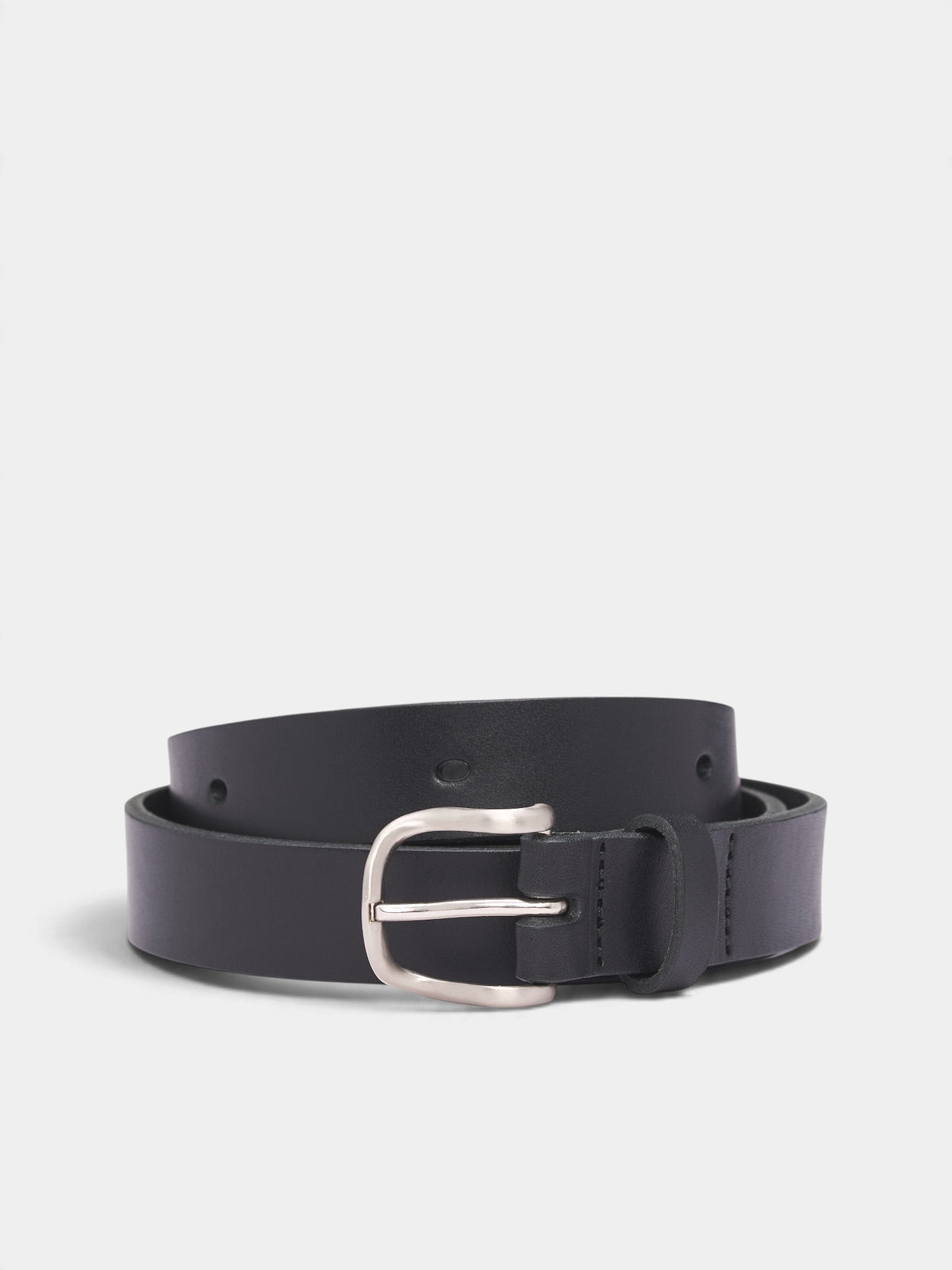 Black Leather Drape Buckle Belt (KO26AW007AC-DRAPE-BLACK)