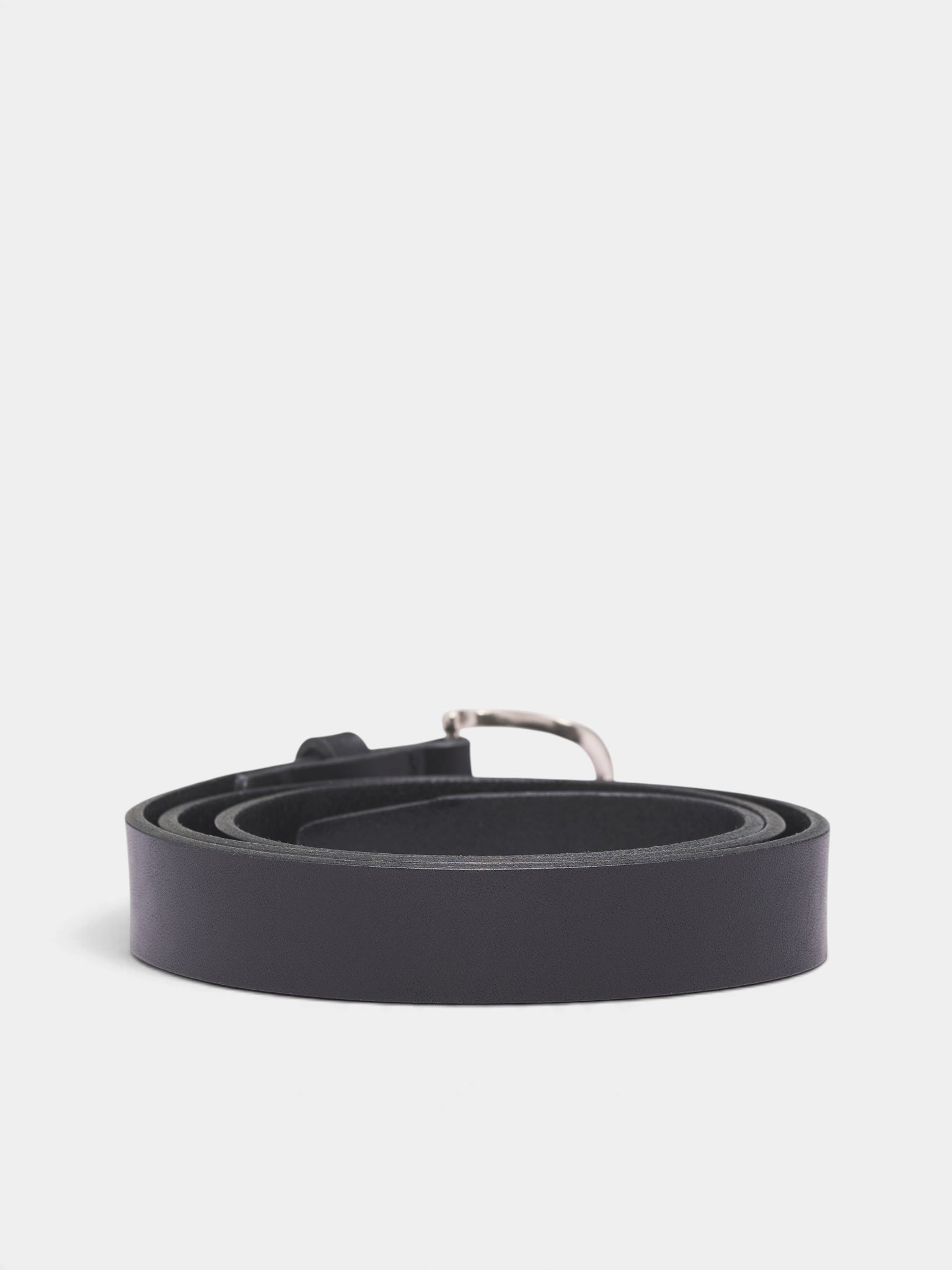 Black Leather Drape Buckle Belt (KO26AW007AC-DRAPE-BLACK)