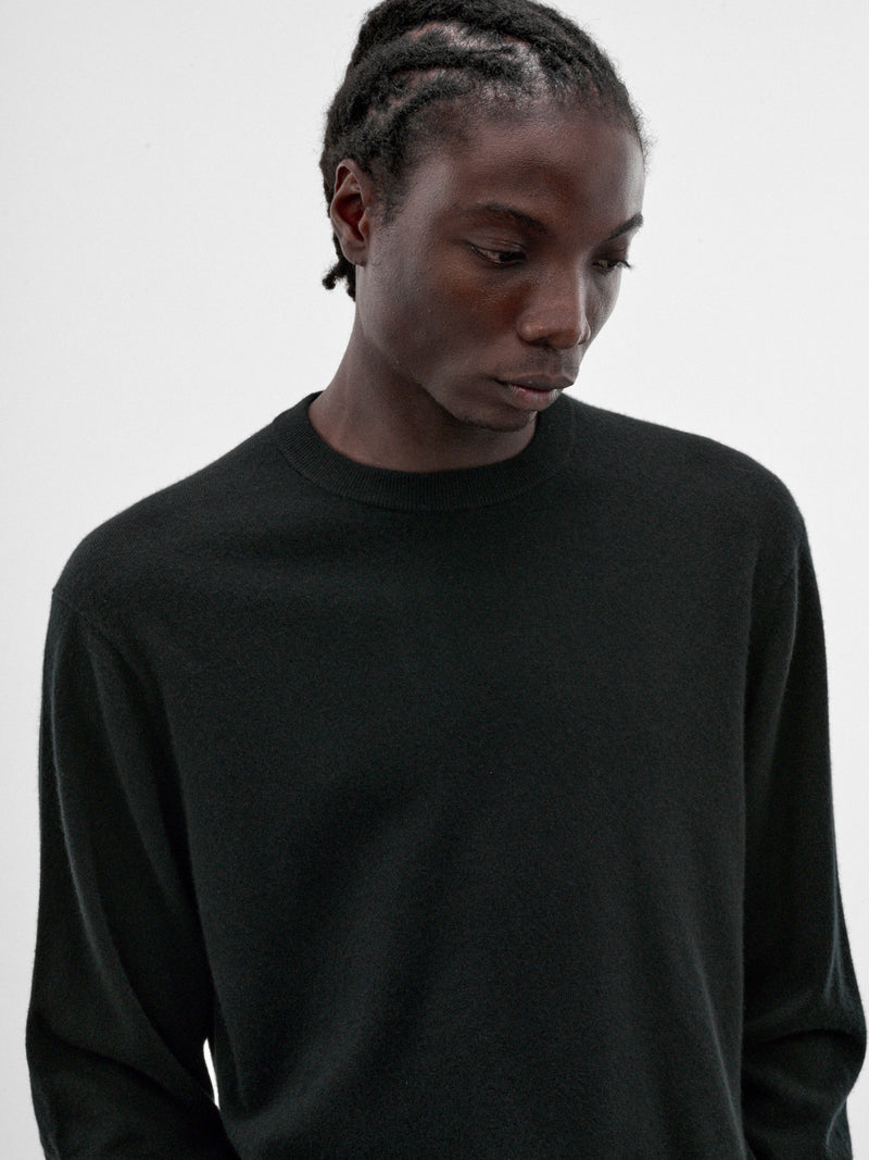 Black Baby Cashmere Crewneck Sweater (KRAGLW0911-BLACK)