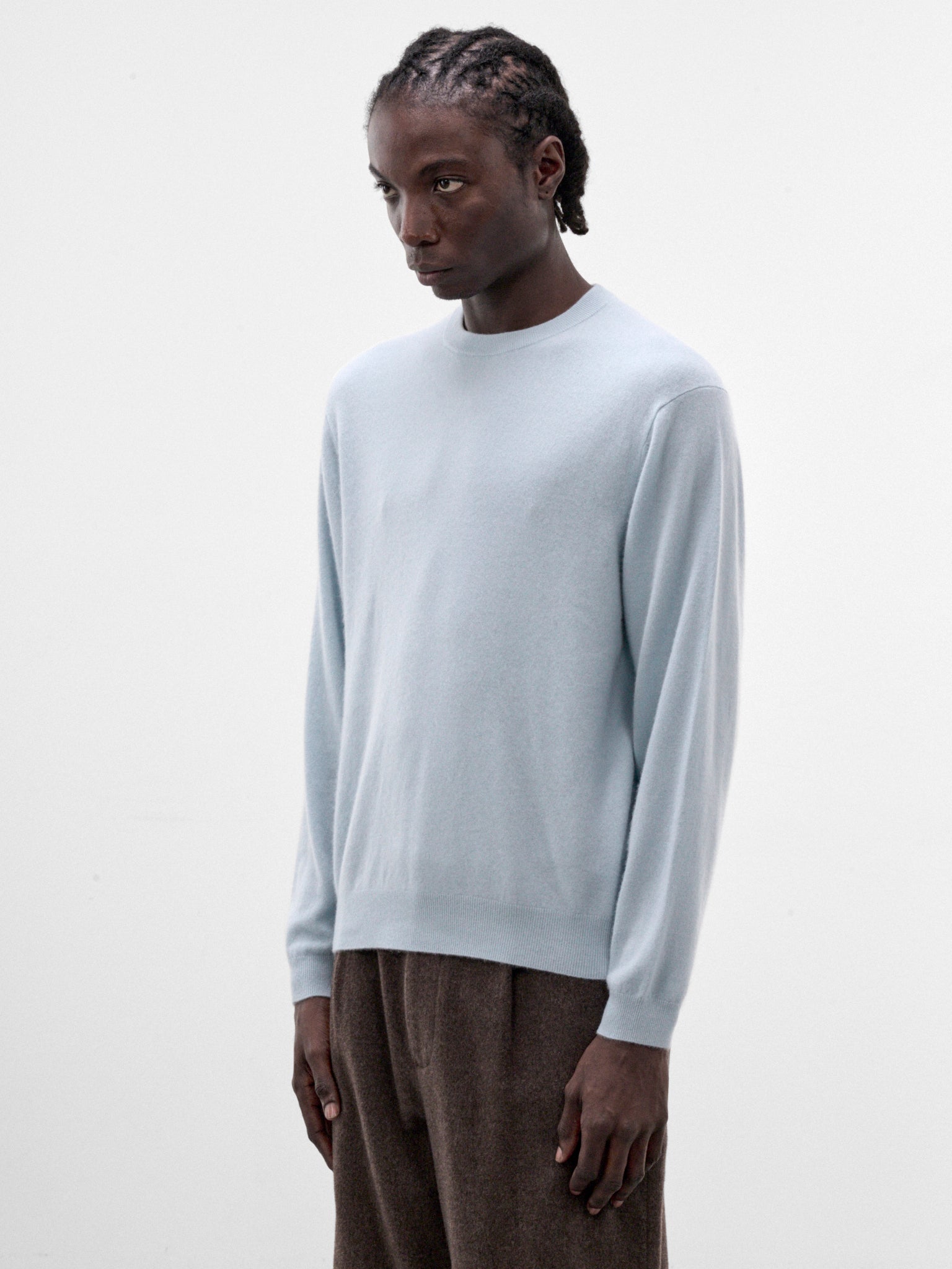 Blue Baby Cashmere Crewneck Sweater (KRAGLW0911-SAX-LT-BLUE)