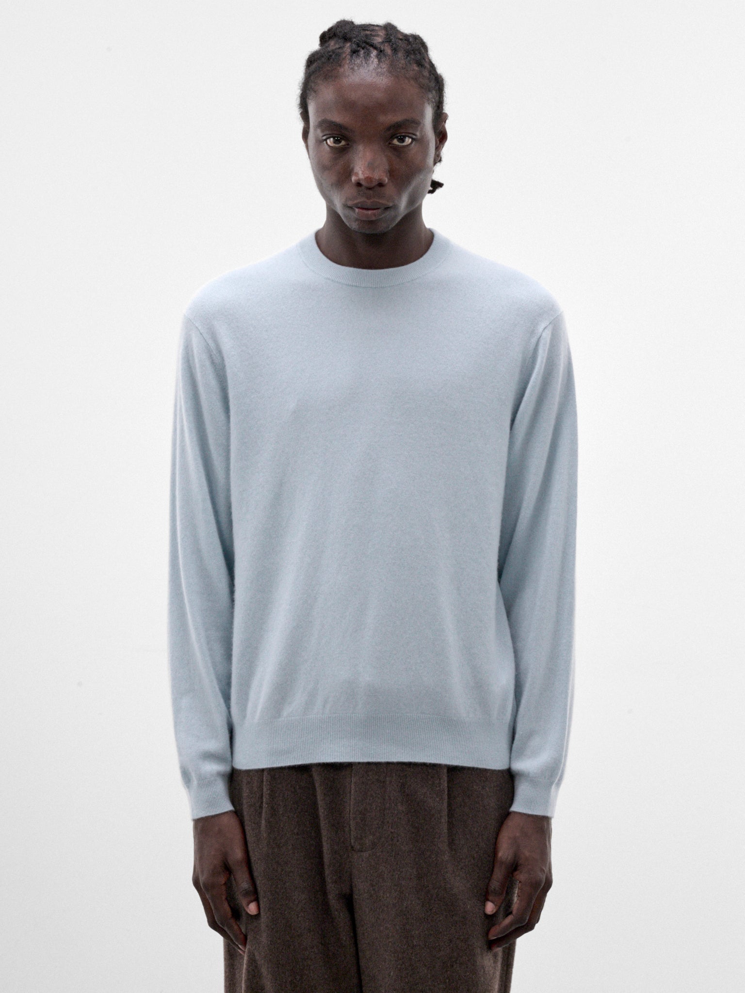 Blue Baby Cashmere Crewneck Sweater (KRAGLW0911-SAX-LT-BLUE)