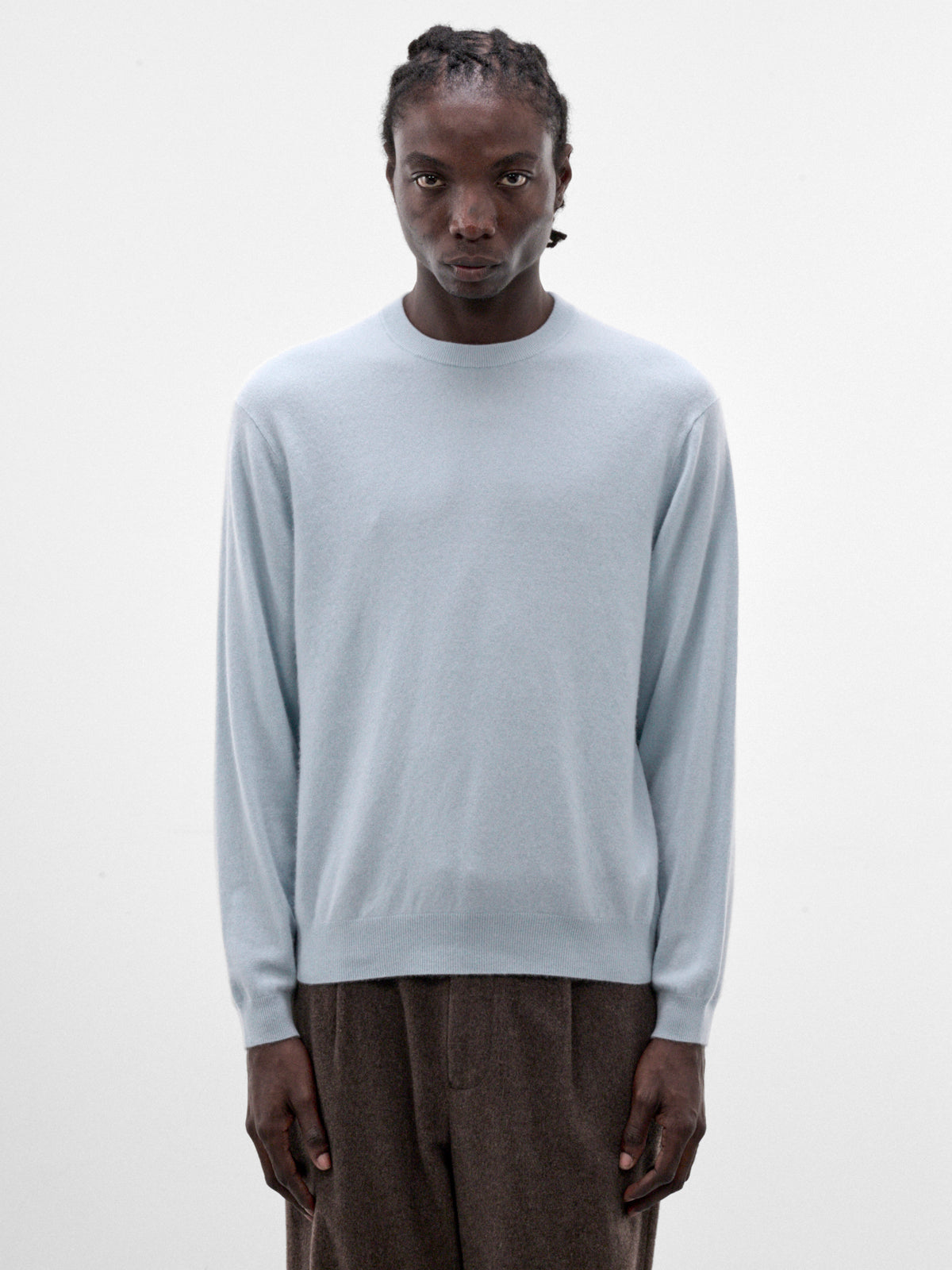 Blue Baby Cashmere Crewneck Sweater (KRAGLW0911-SAX-LT-BLUE)