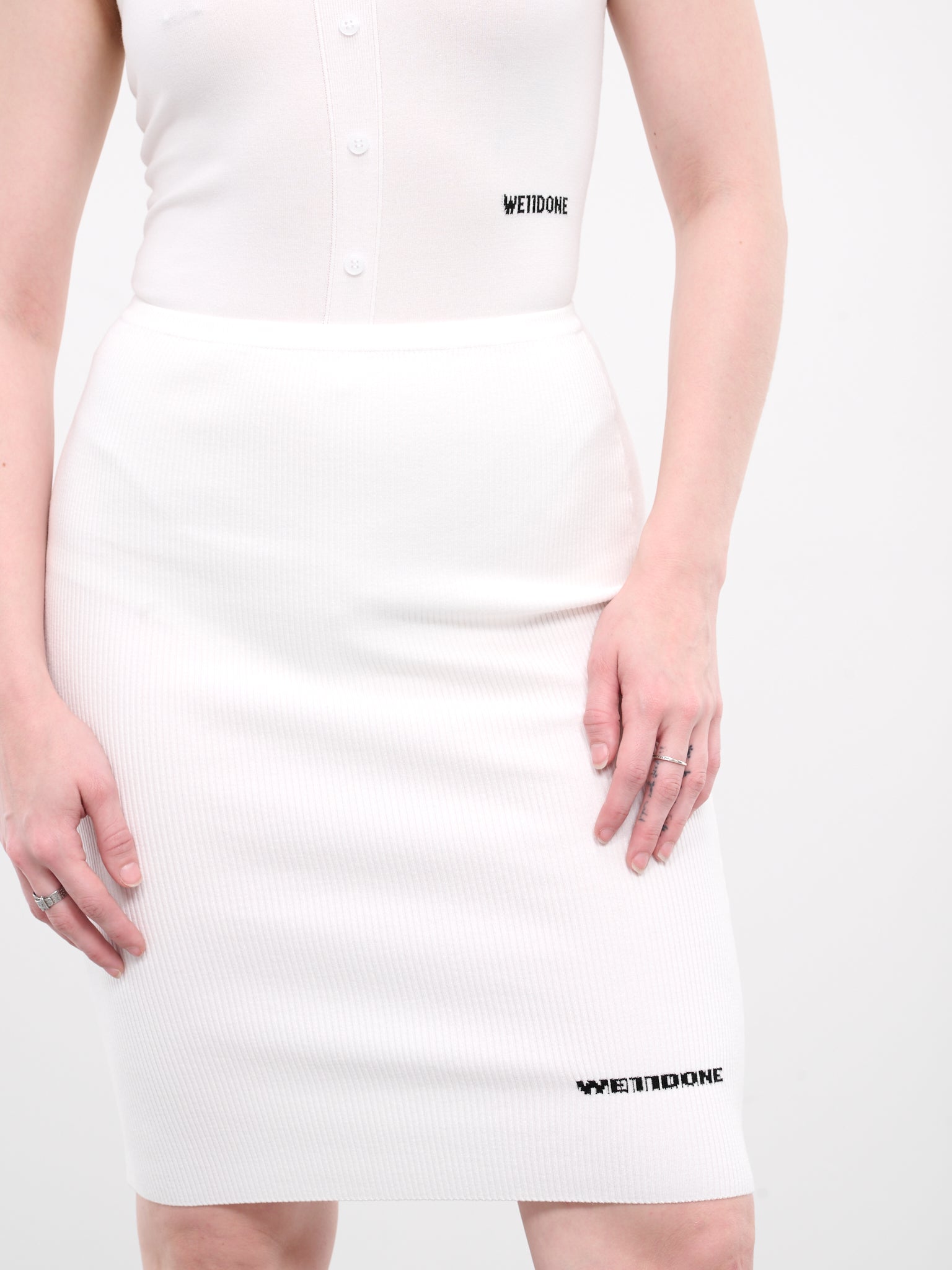 Ribbed Pencil Skirt (KS1-24-602-W-WHITE)