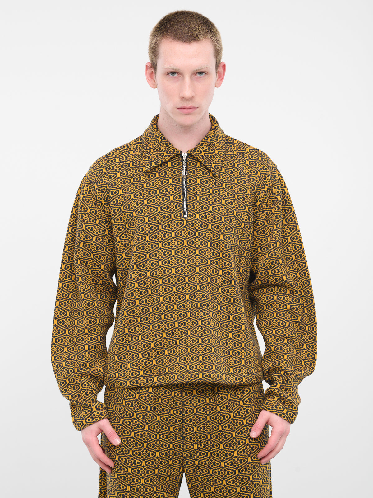 Crescent Jacquard Quarter-Zip (KT005-GLDNV)