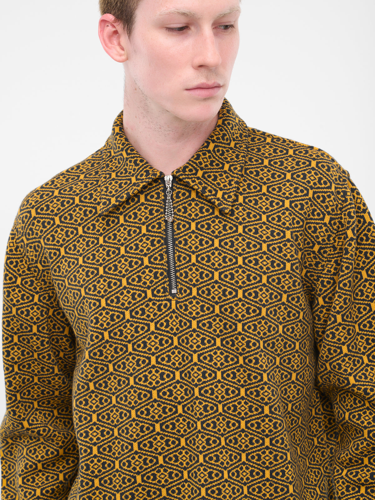 Crescent Jacquard Quarter-Zip (KT005-GLDNV)