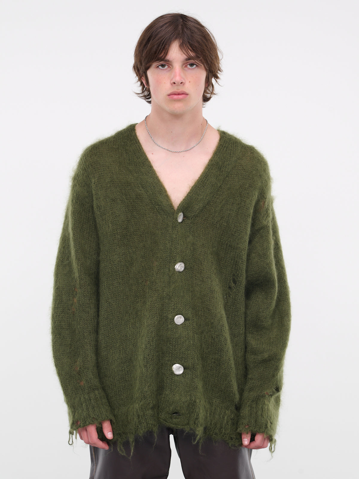 Distressed Knit Cardigan (KT01-KHAKI)