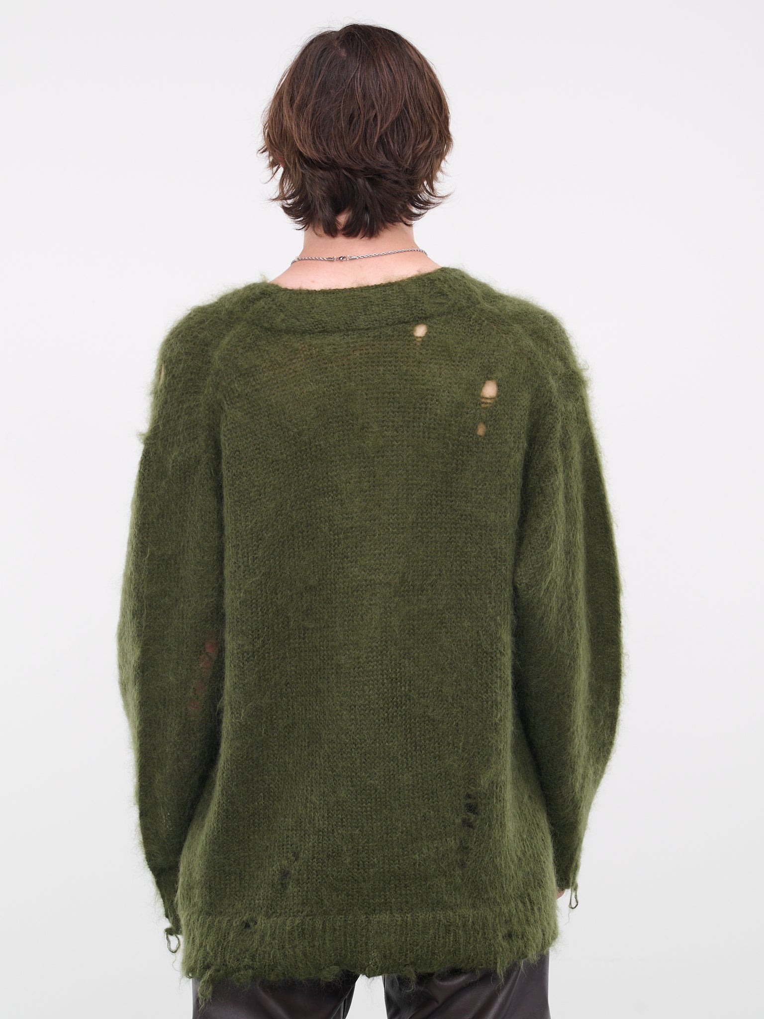 Distressed Knit Cardigan (KT01-KHAKI)