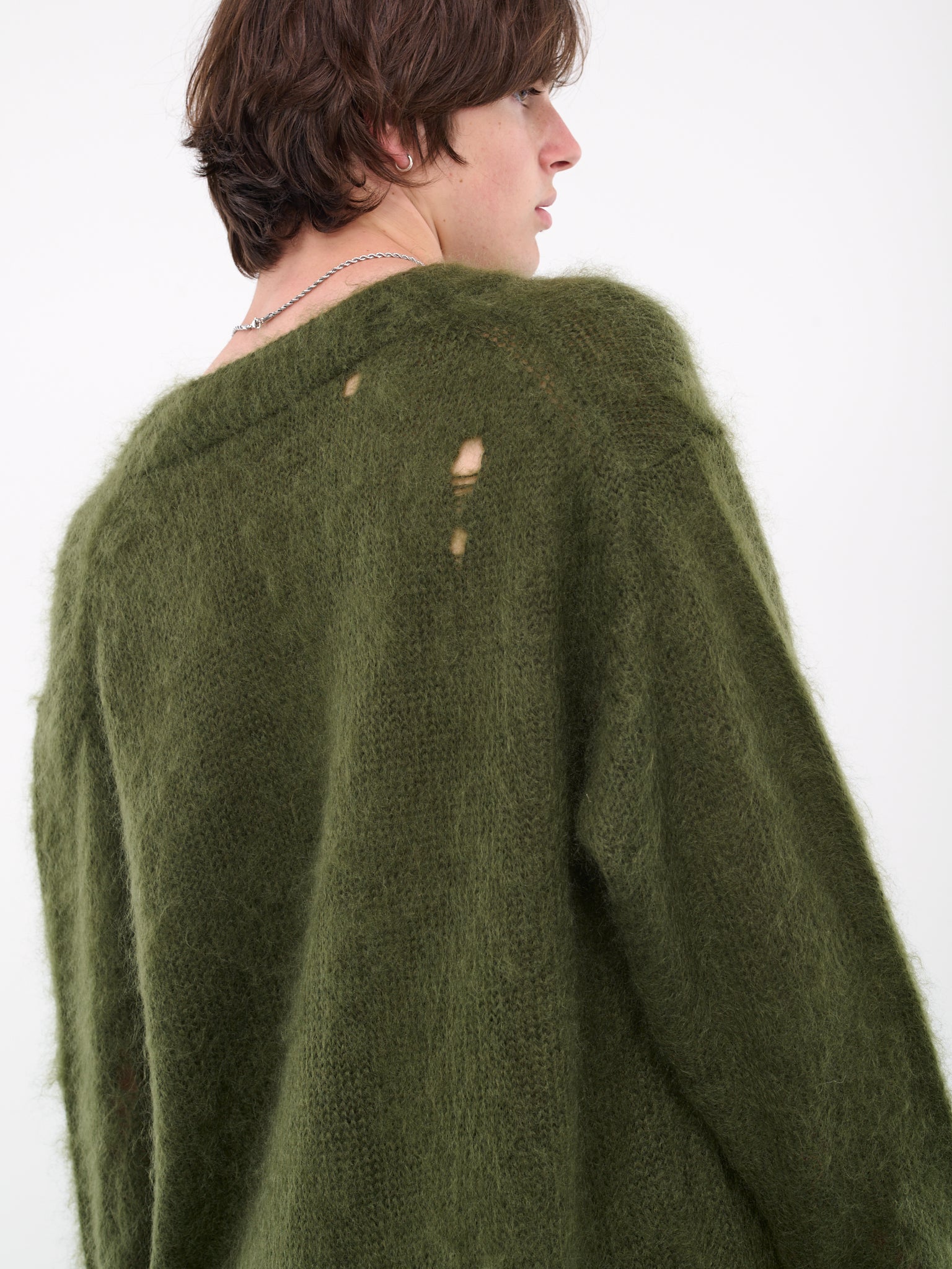 Distressed Knit Cardigan (KT01-KHAKI)