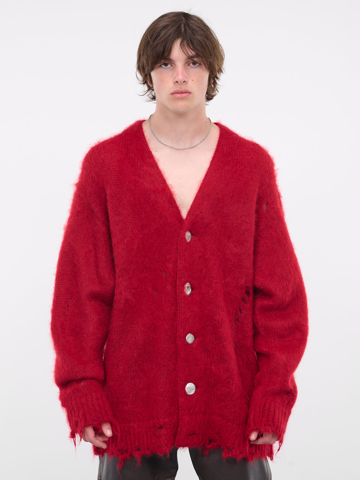 Distressed Knit Cardigan (KT01-RED)