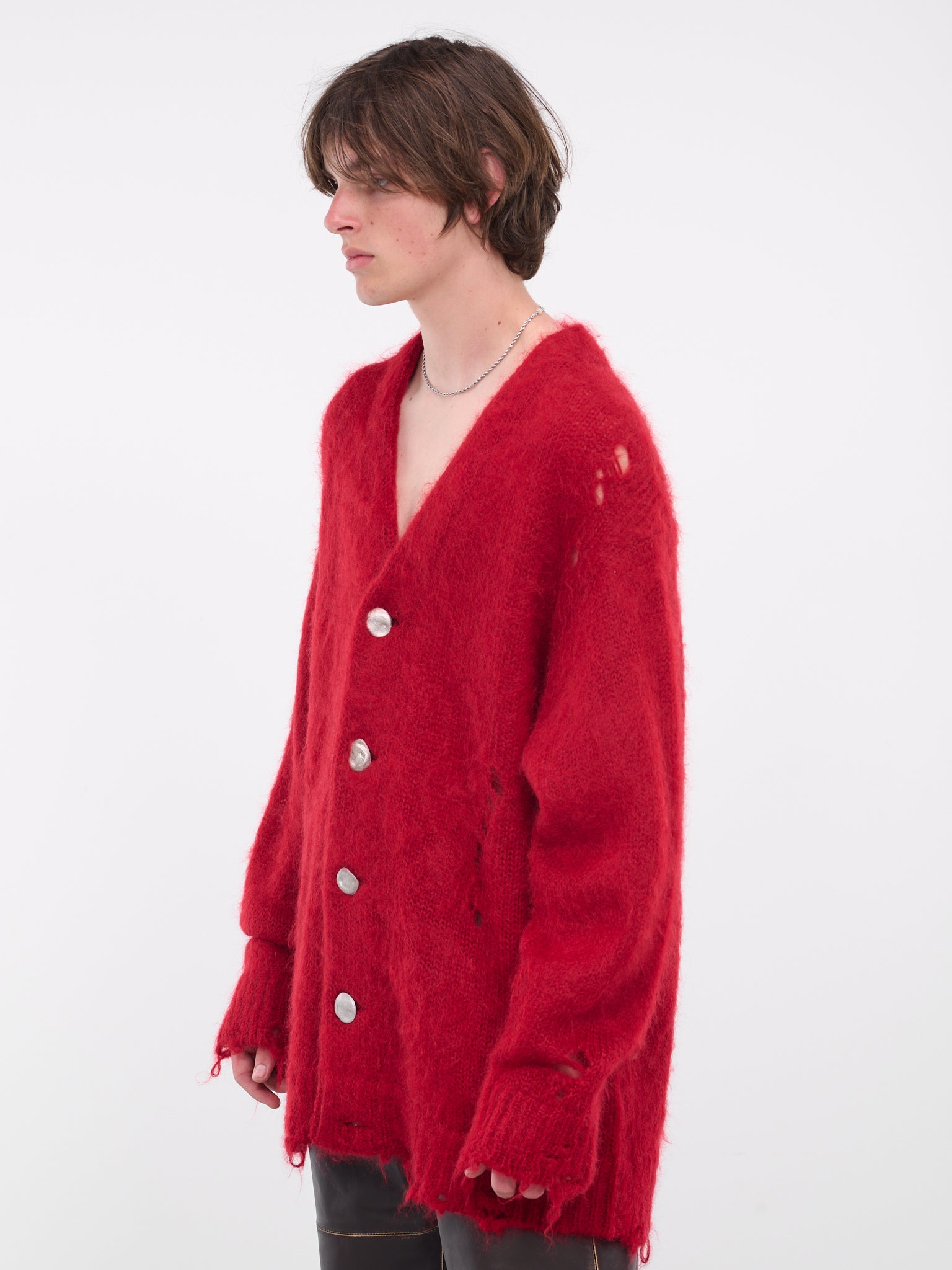 Distressed Knit Cardigan (KT01-RED)