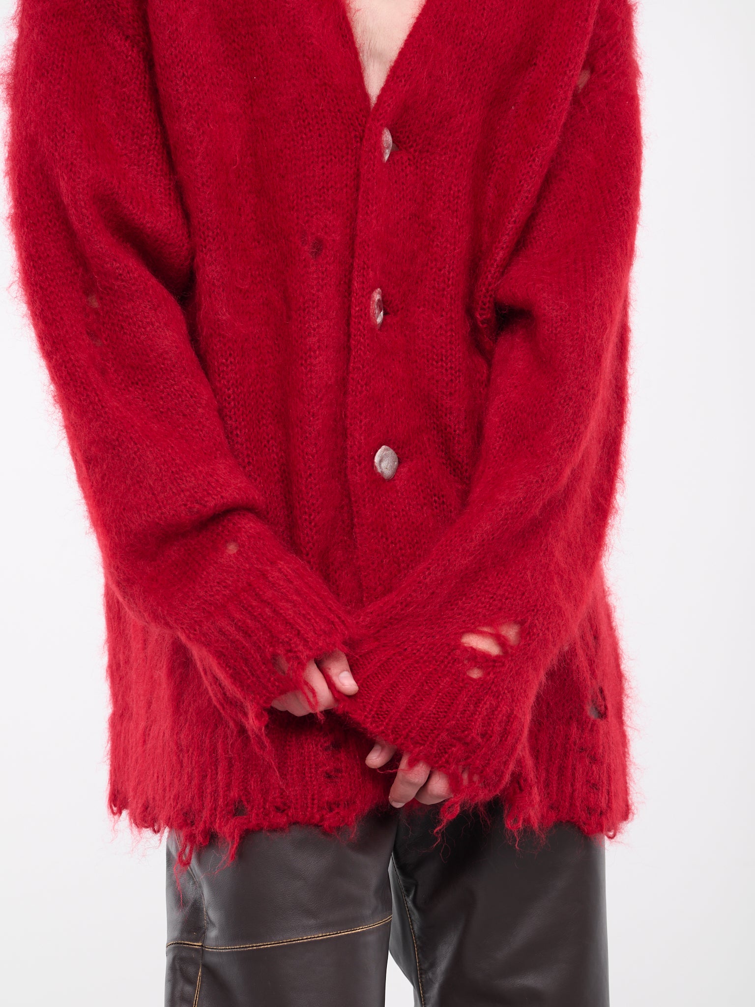 Distressed Knit Cardigan (KT01-RED)