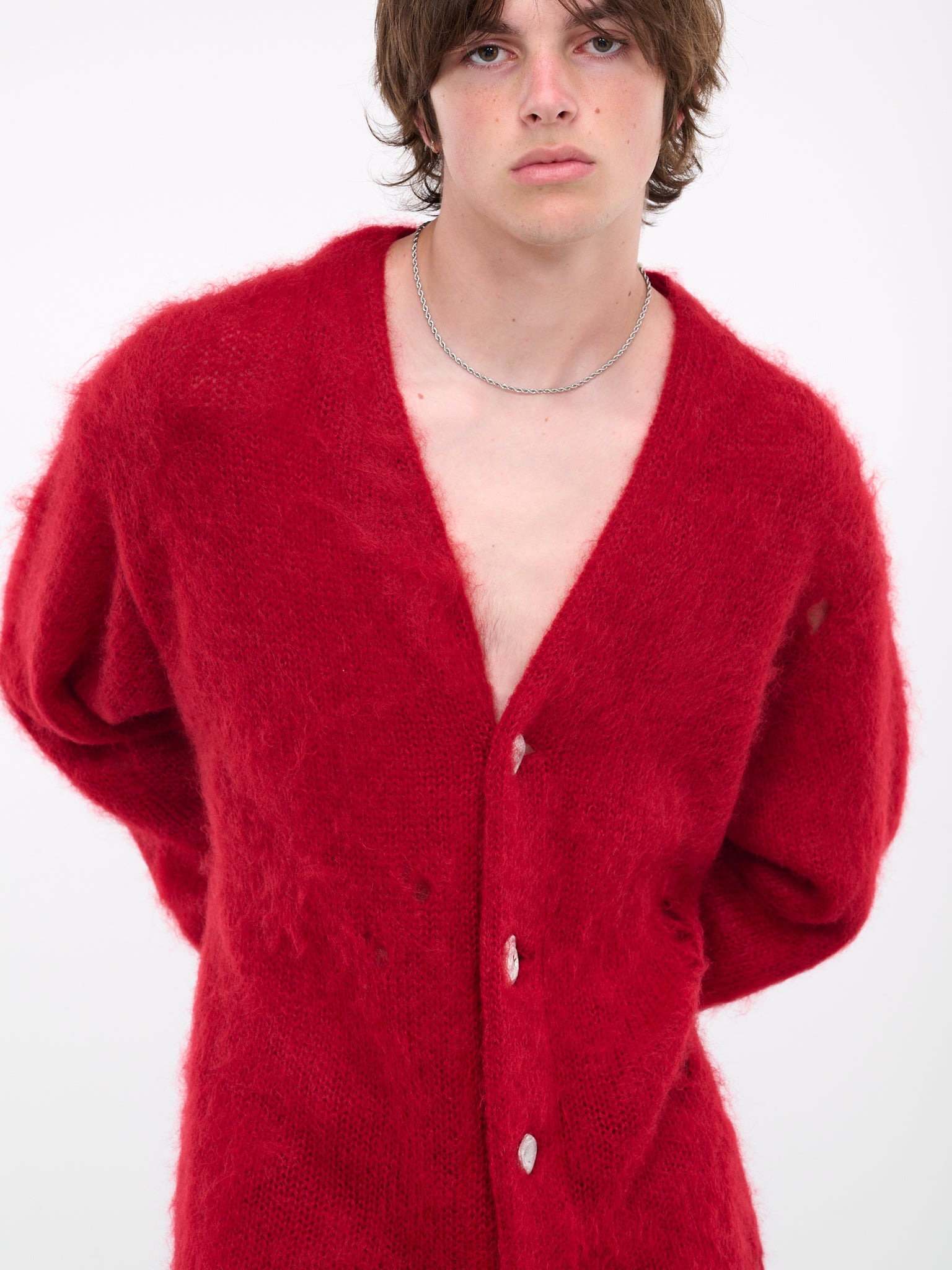 Distressed Knit Cardigan (KT01-RED)