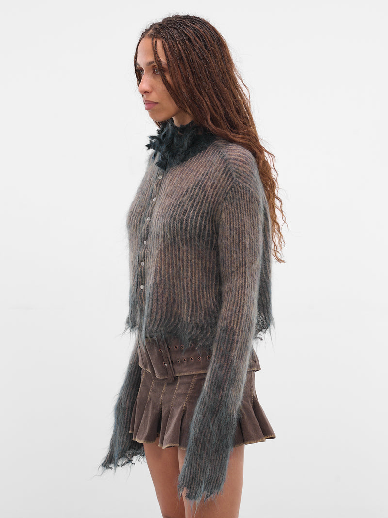 Khaki Mohair Knit Cardigan (KT06M2BU016-KHAKI-INDIGO)