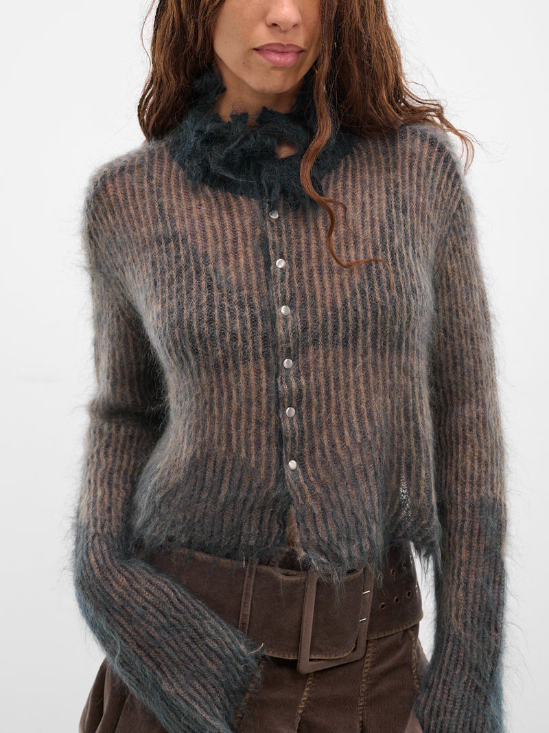 Khaki Mohair Knit Cardigan (KT06M2BU016-KHAKI-INDIGO)