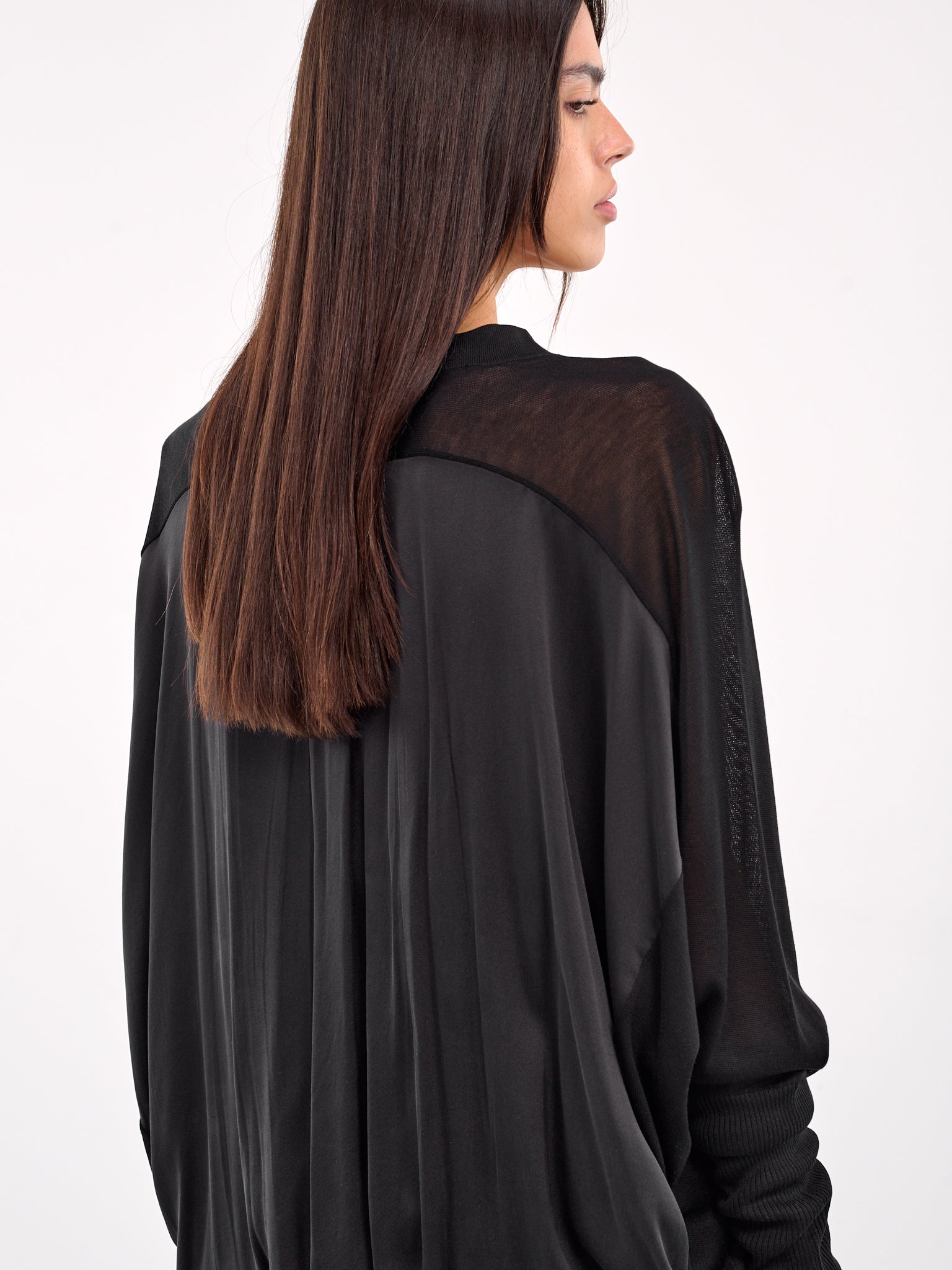 Paneled Silk Knit Cardigan (KT09S1BL900-BLACK)