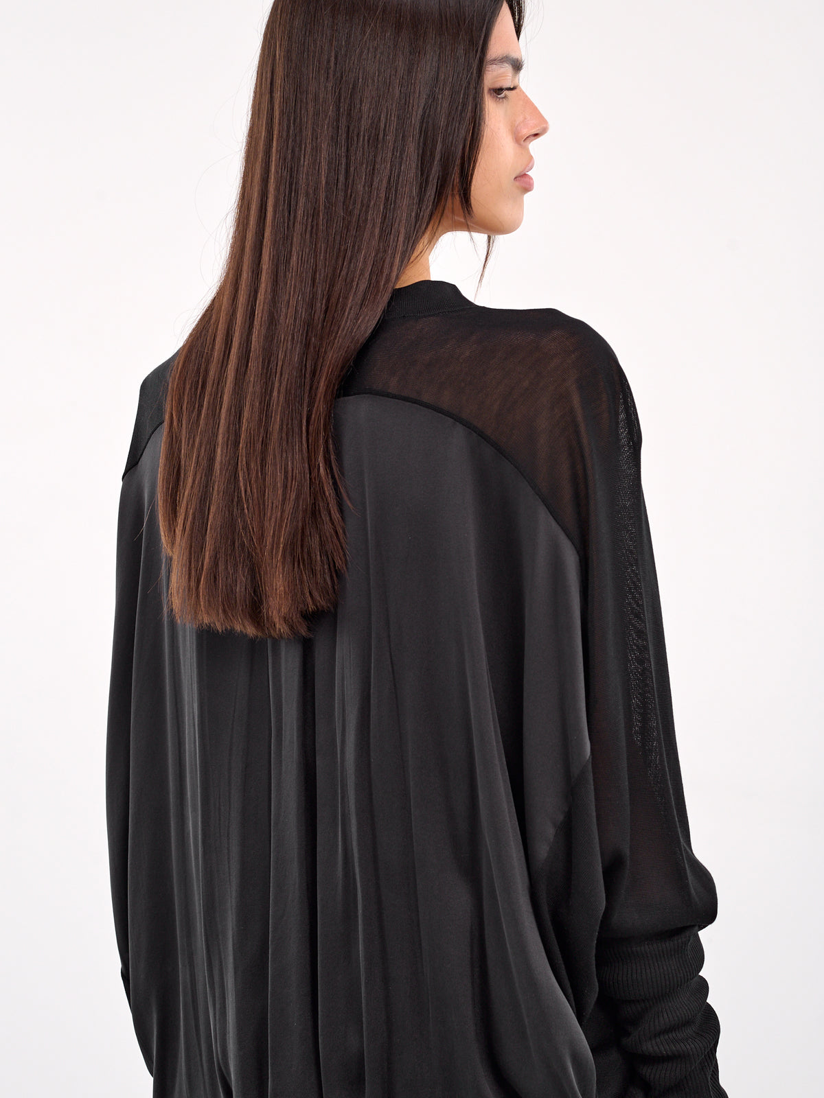 Paneled Silk Knit Cardigan (KT09S1BL900-BLACK)