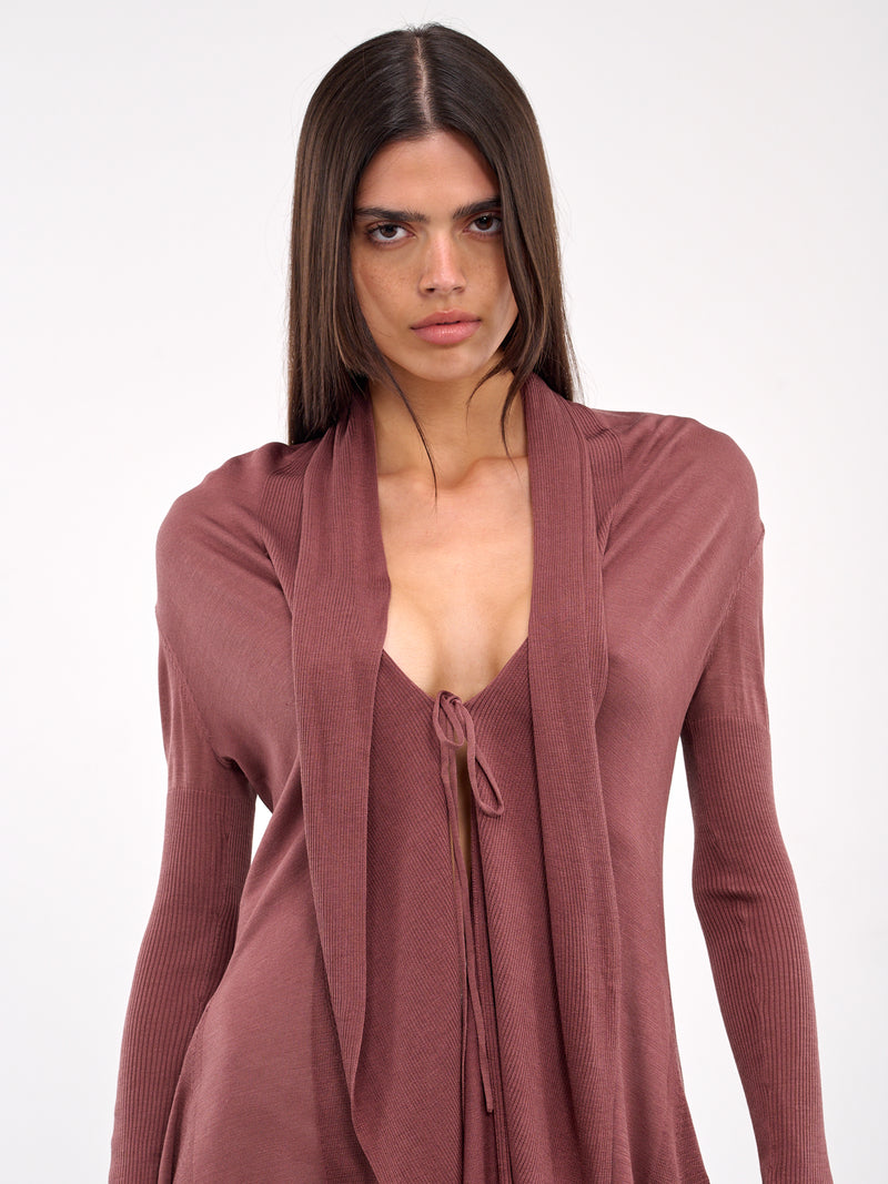 Fishtail Silk Knit Cardigan (KT11S1PU780-GREY-PURPLE)