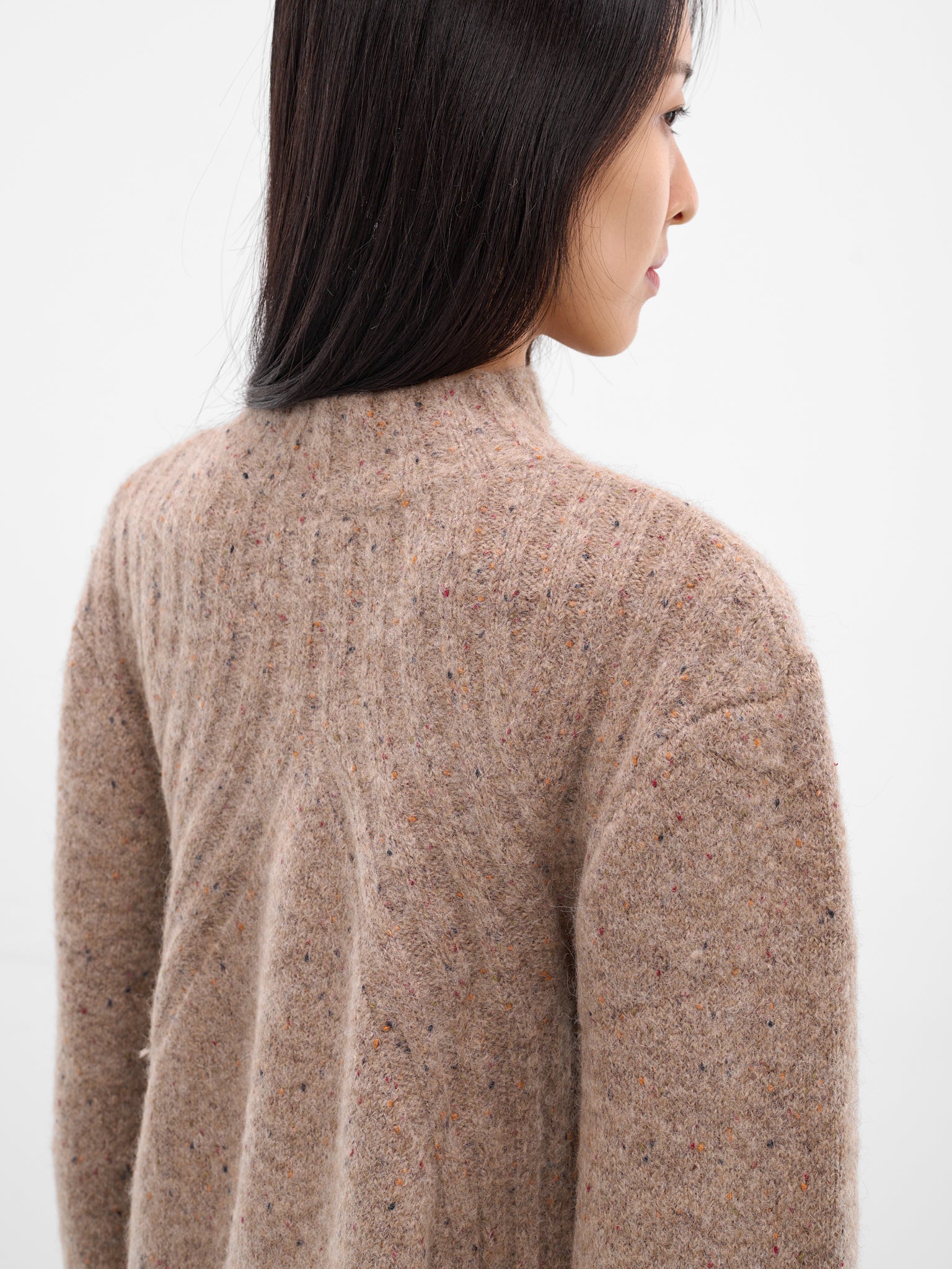 Gray Distressed Fringe Knit Sweater (KT13A2GY830-MINERAL-GREY)