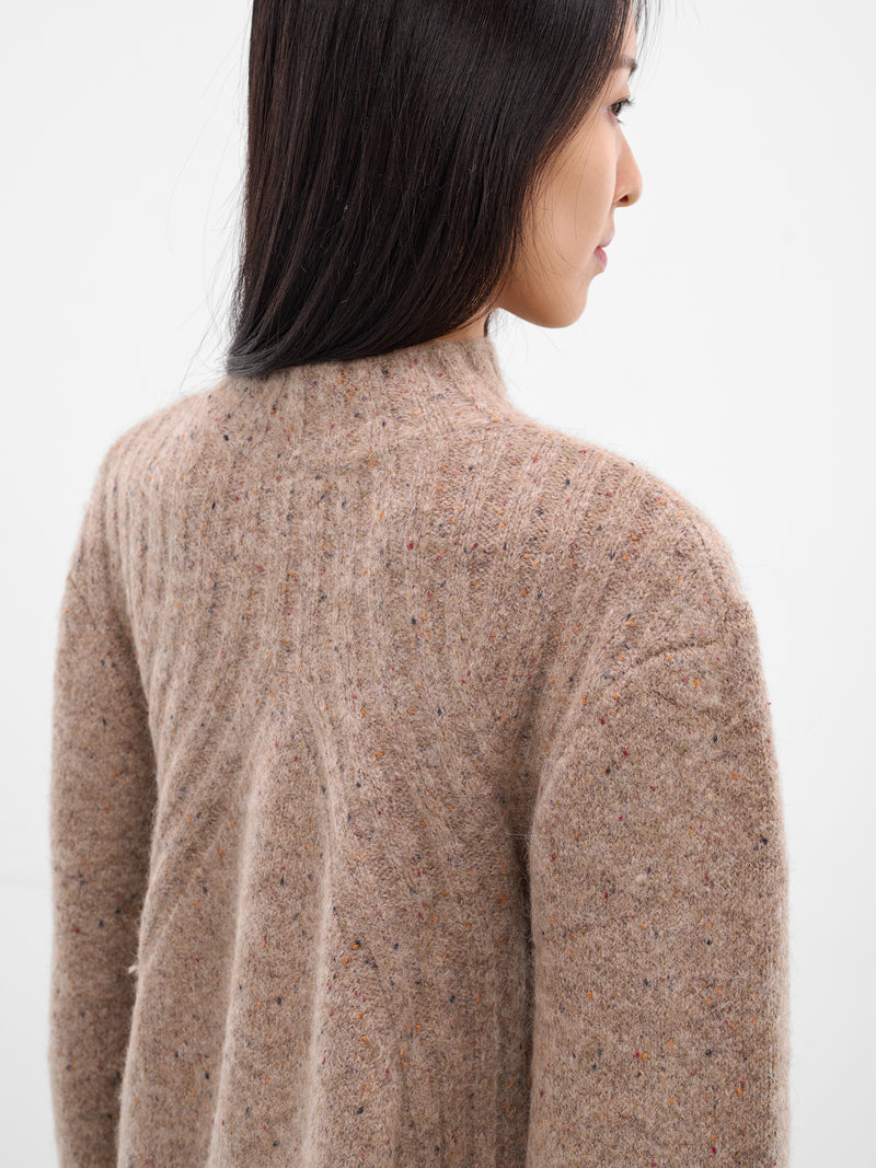 Gray Distressed Fringe Knit Sweater (KT13A2GY830-MINERAL-GREY)