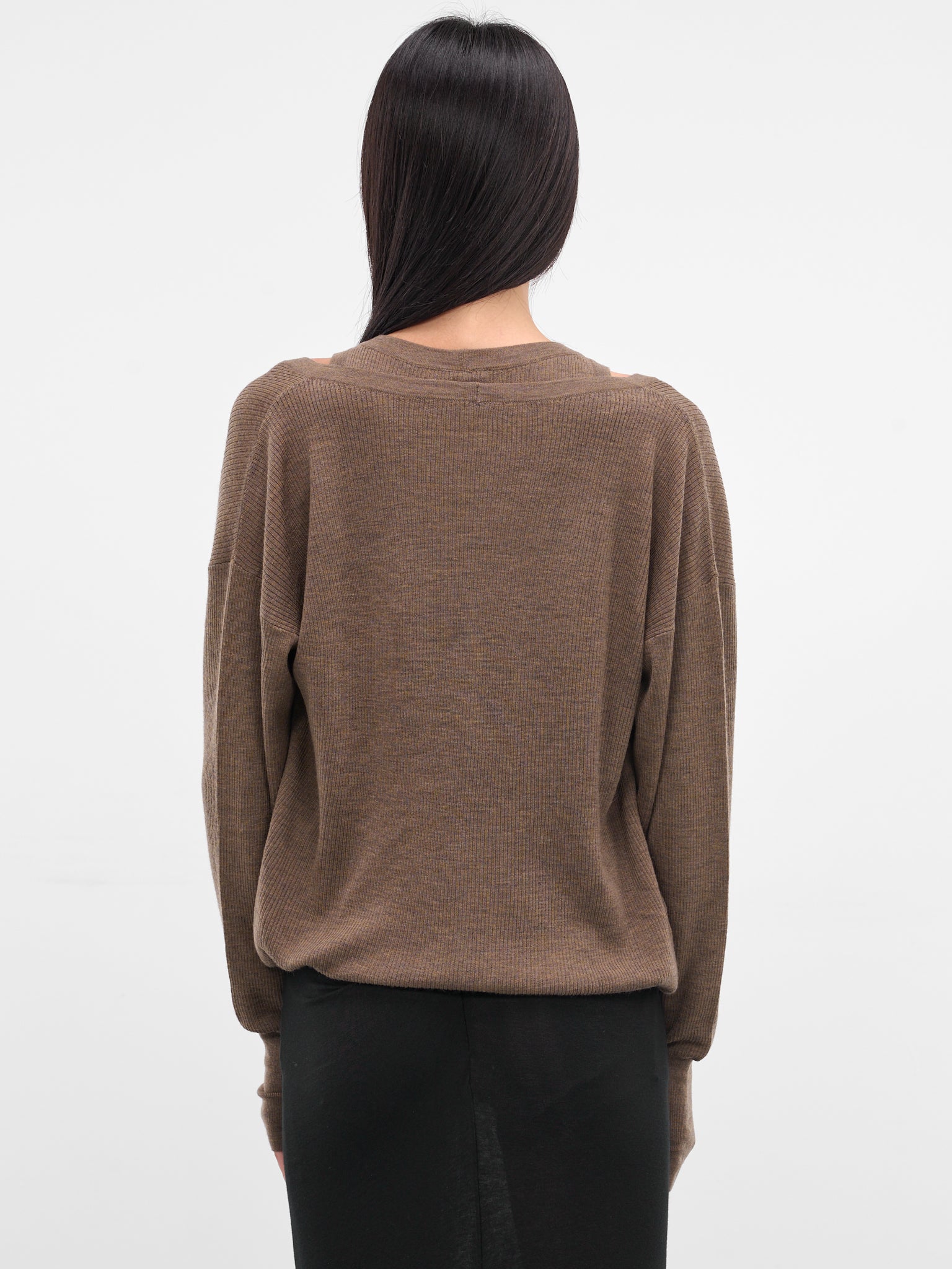 Brown Layered Draping Knit Cardigan (KT16W1BR430-BISON)