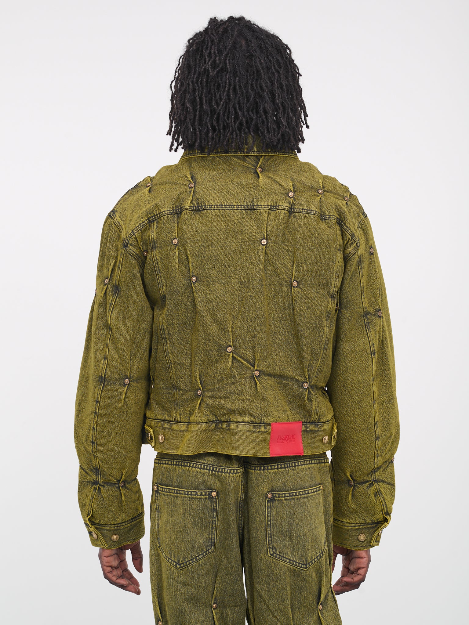 Padded Multi-Rivet Denim Jacket (KUF3MJ07BP-T1021-115-YELLOW)