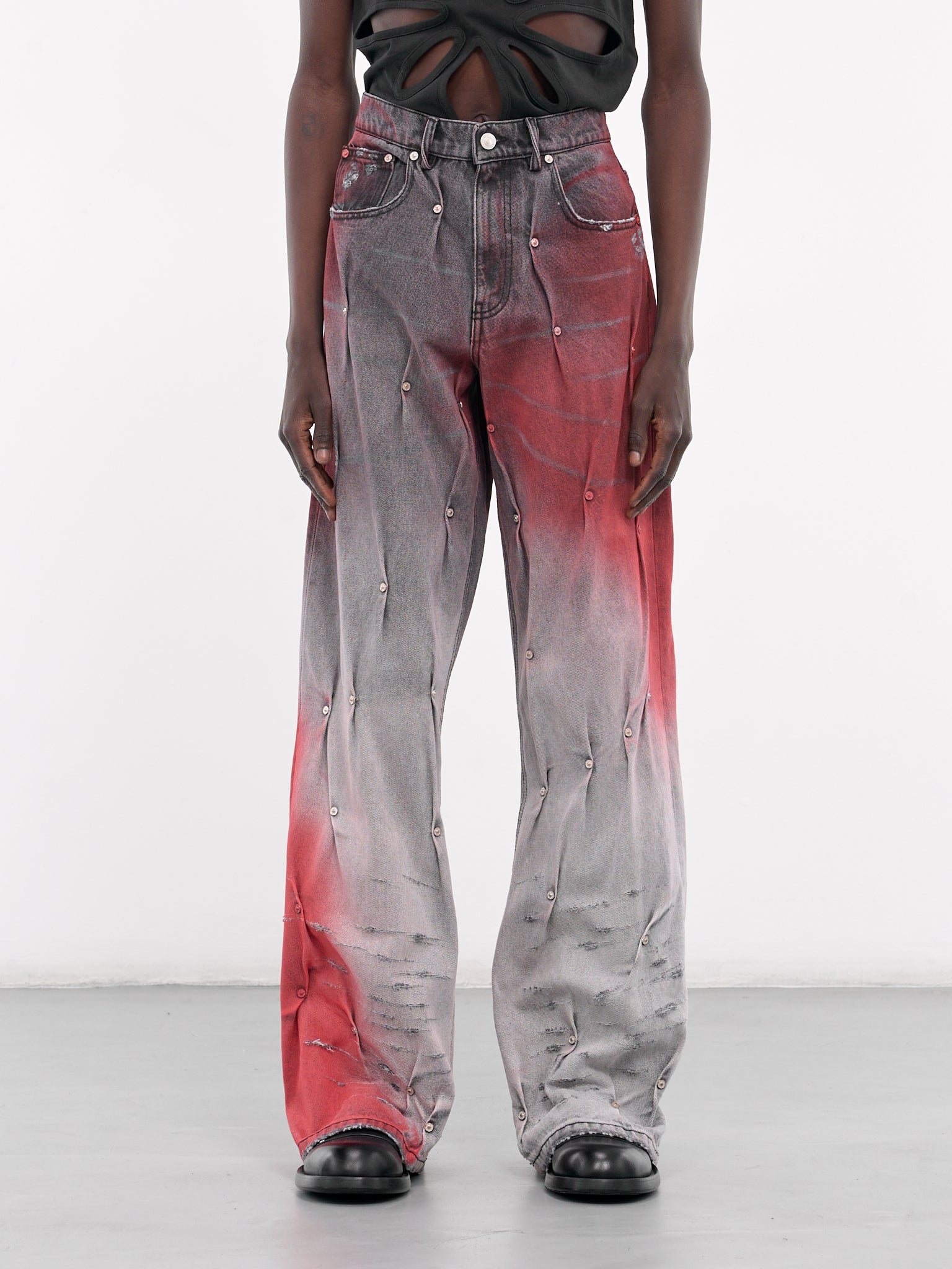 Multi Riven Denim Jeans (KUF4MT11AP-T1384-GREY-RED)