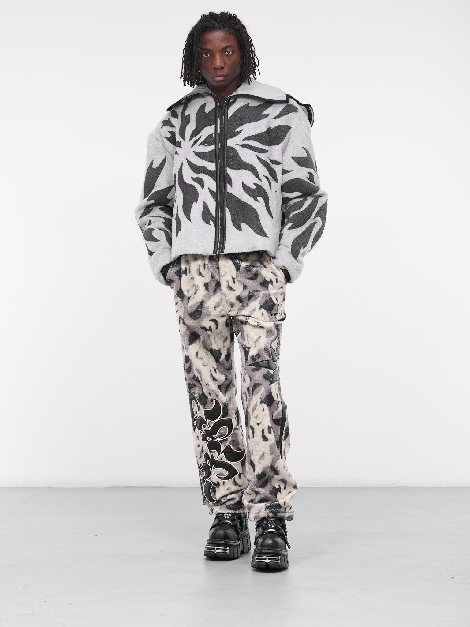 Pattern Fleece Pants (KUW3PT08KR-C4001-900-ASH)