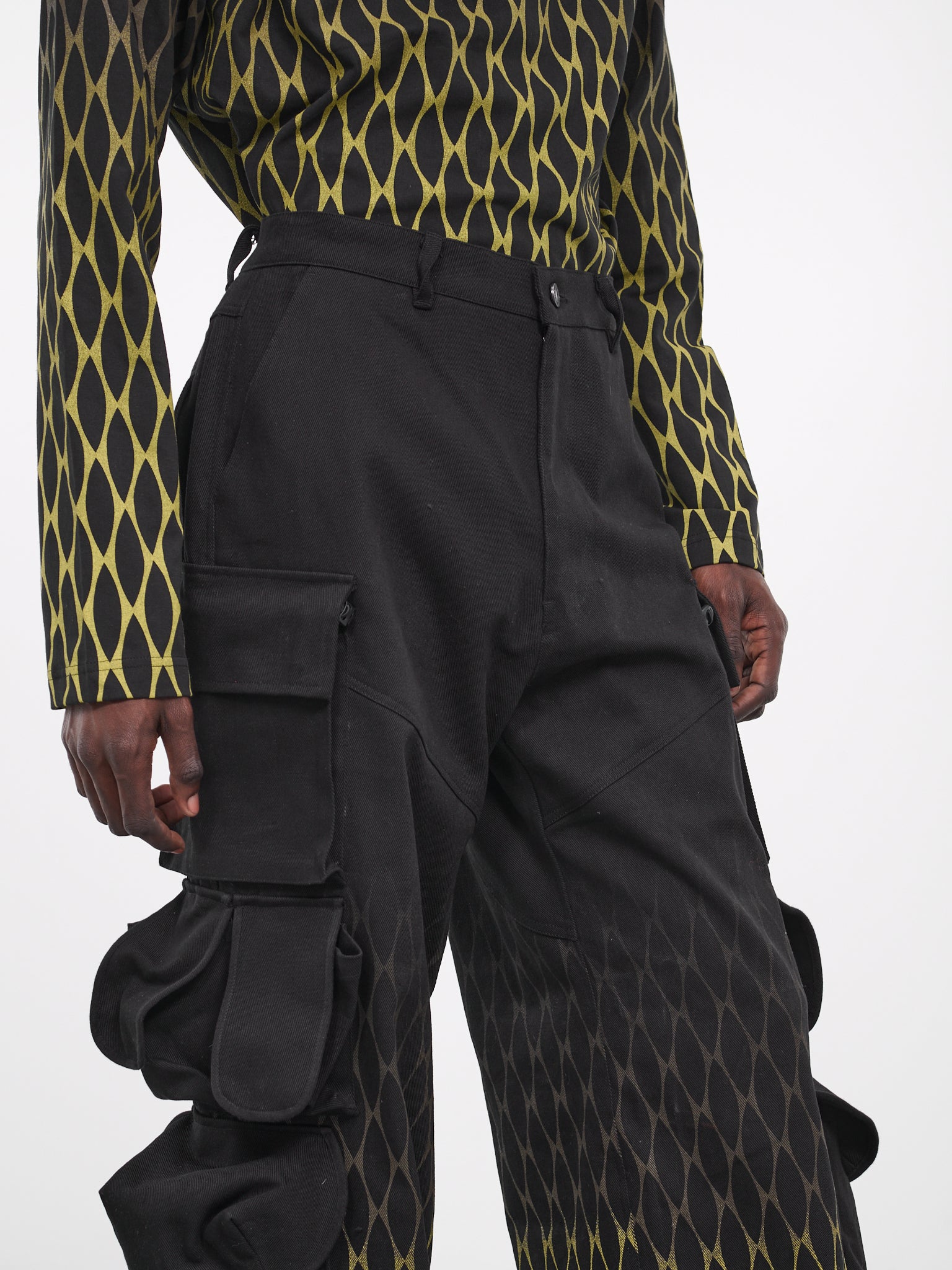 Chain Print Cargo Pants (KUW3PT05KR-C4002-999-BLACK)