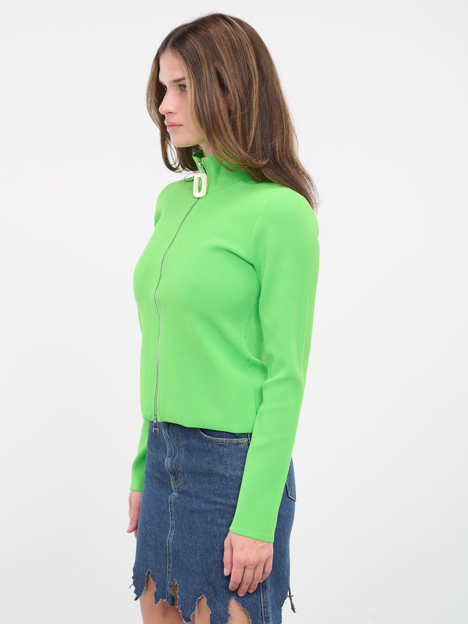 Zip-Up Cardigan (KW0995-497-BRIGHT-GREEN)