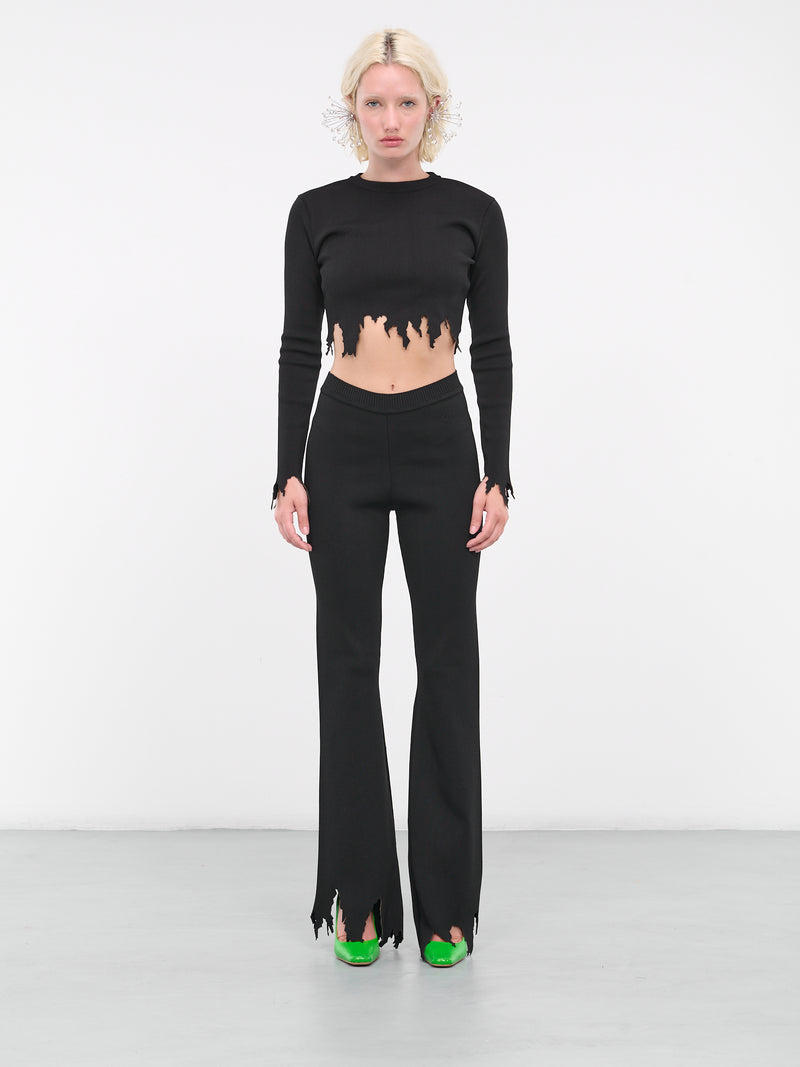 Laser-cut Knit Pants (KW1021-999-BLACK)