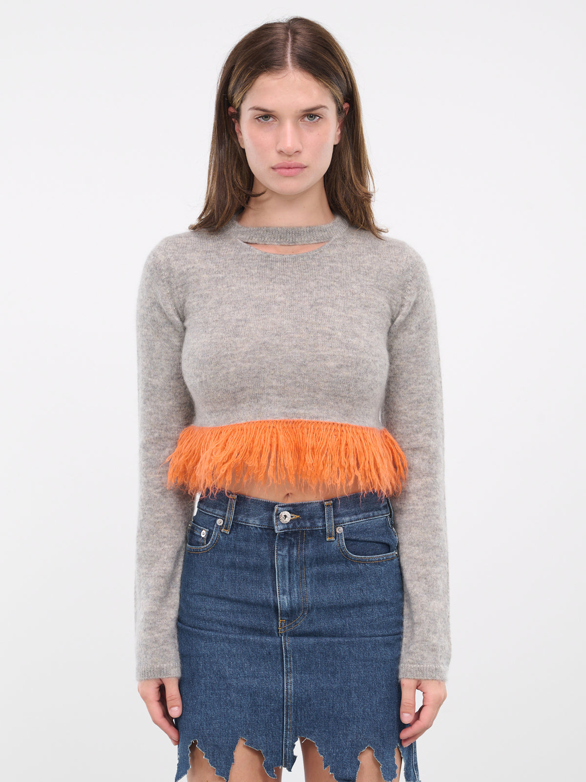 Fringe-Hem Jumper (KW1038-905-LIGHT-GREY)