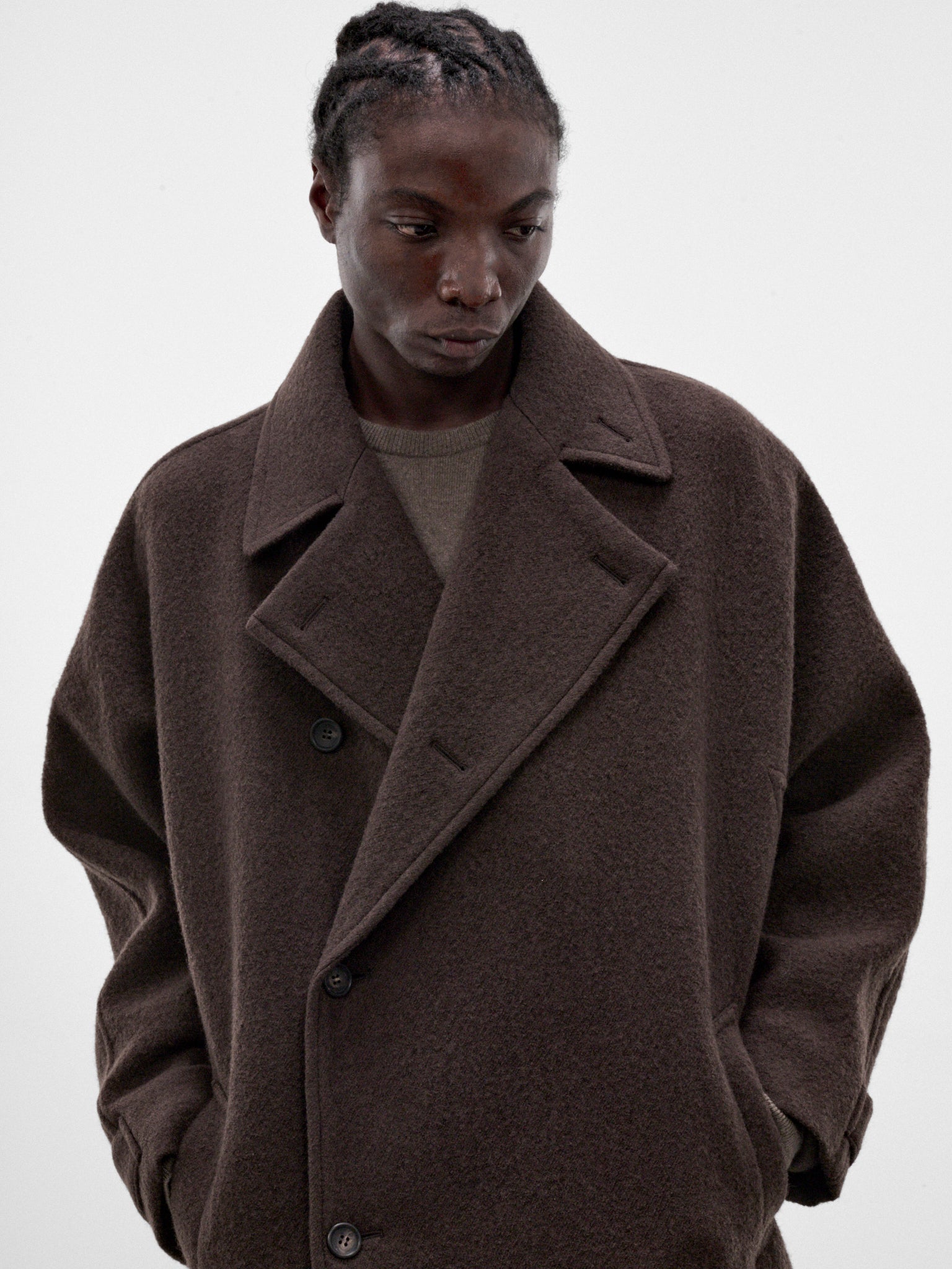 Brown Fuller Wool Coat (LA68FA221-44-BROWN)