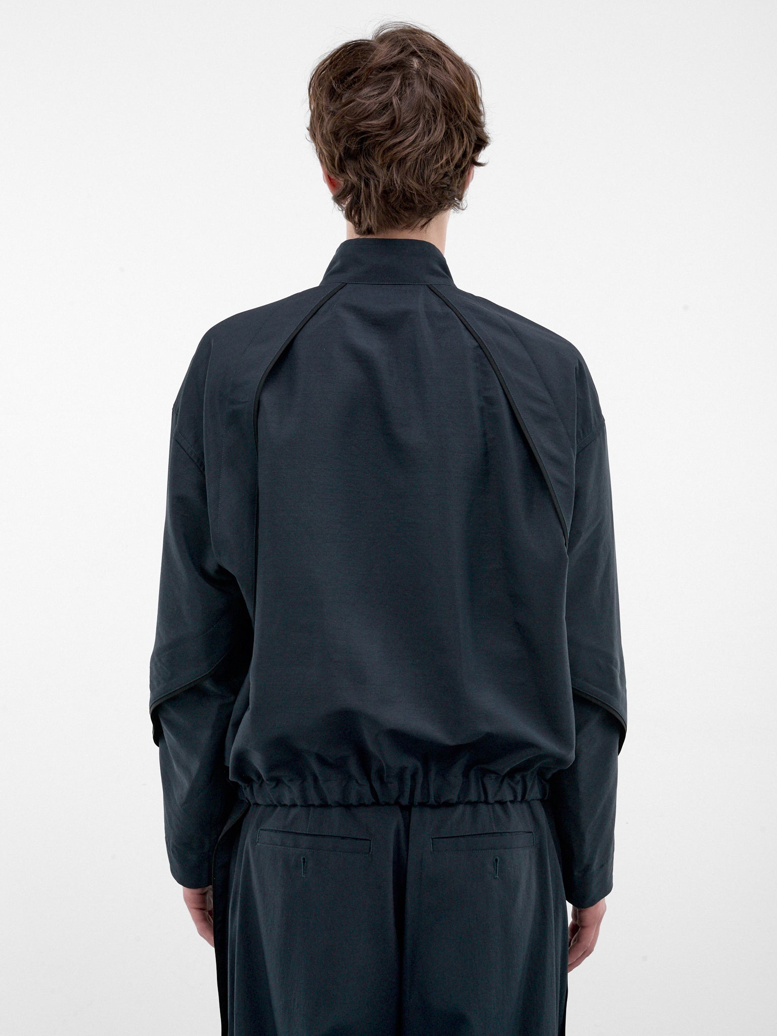 Green Boxy Spiral Seam Jacket (LA68FC061-63-DARK-GREEN)