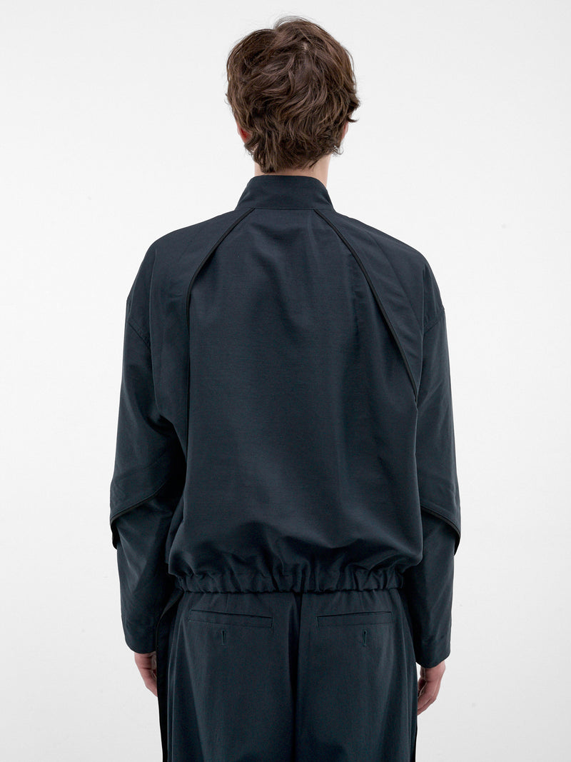 Green Boxy Spiral Seam Jacket (LA68FC061-63-DARK-GREEN)