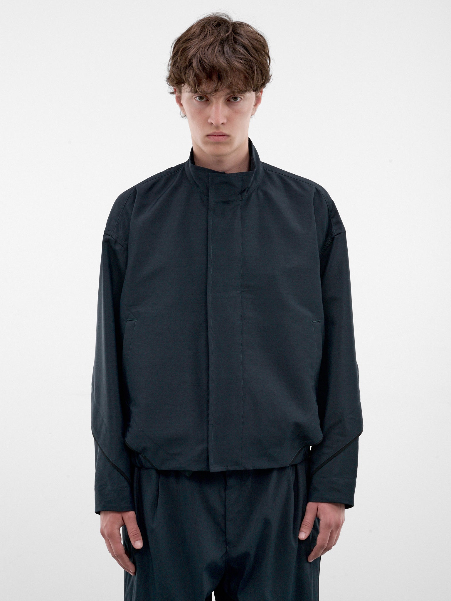 Green Boxy Spiral Seam Jacket (LA68FC061-63-DARK-GREEN)