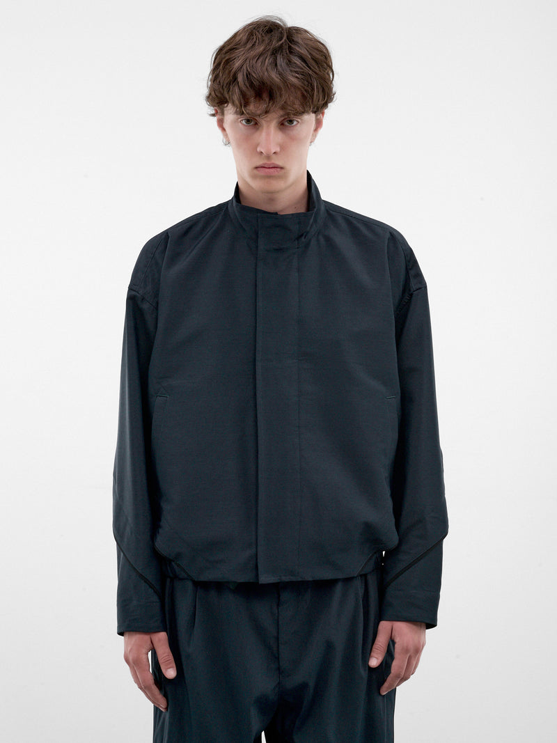 Green Boxy Spiral Seam Jacket (LA68FC061-63-DARK-GREEN)