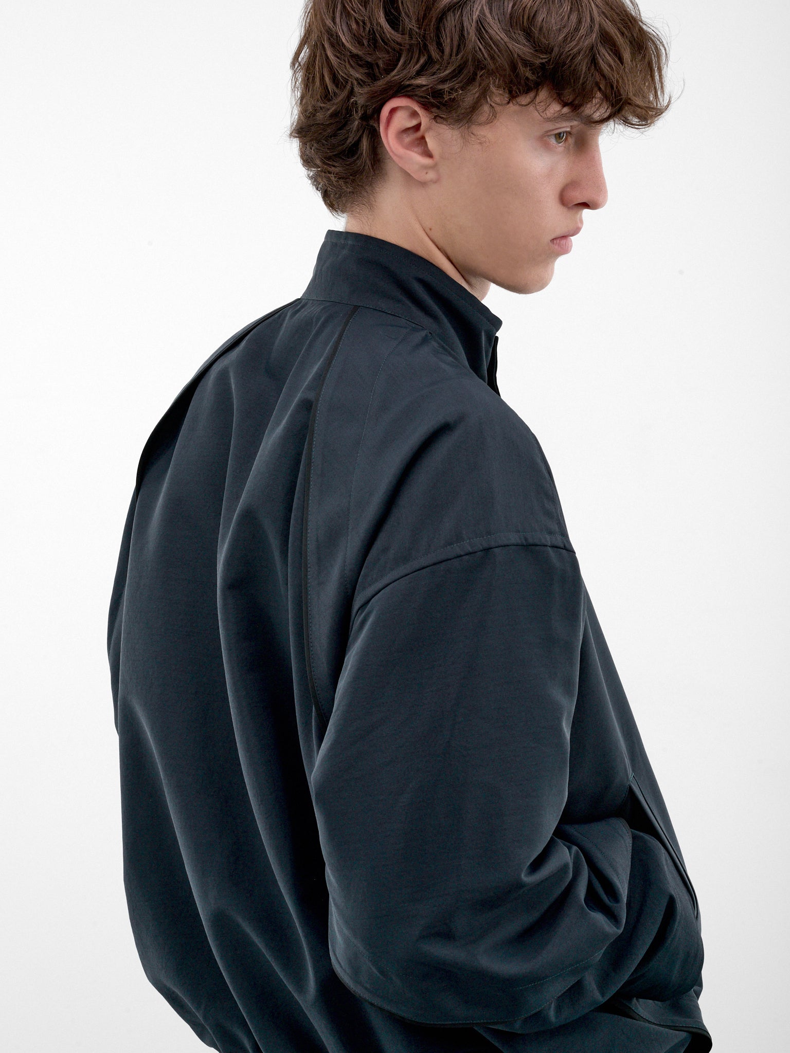 Green Boxy Spiral Seam Jacket (LA68FC061-63-DARK-GREEN)