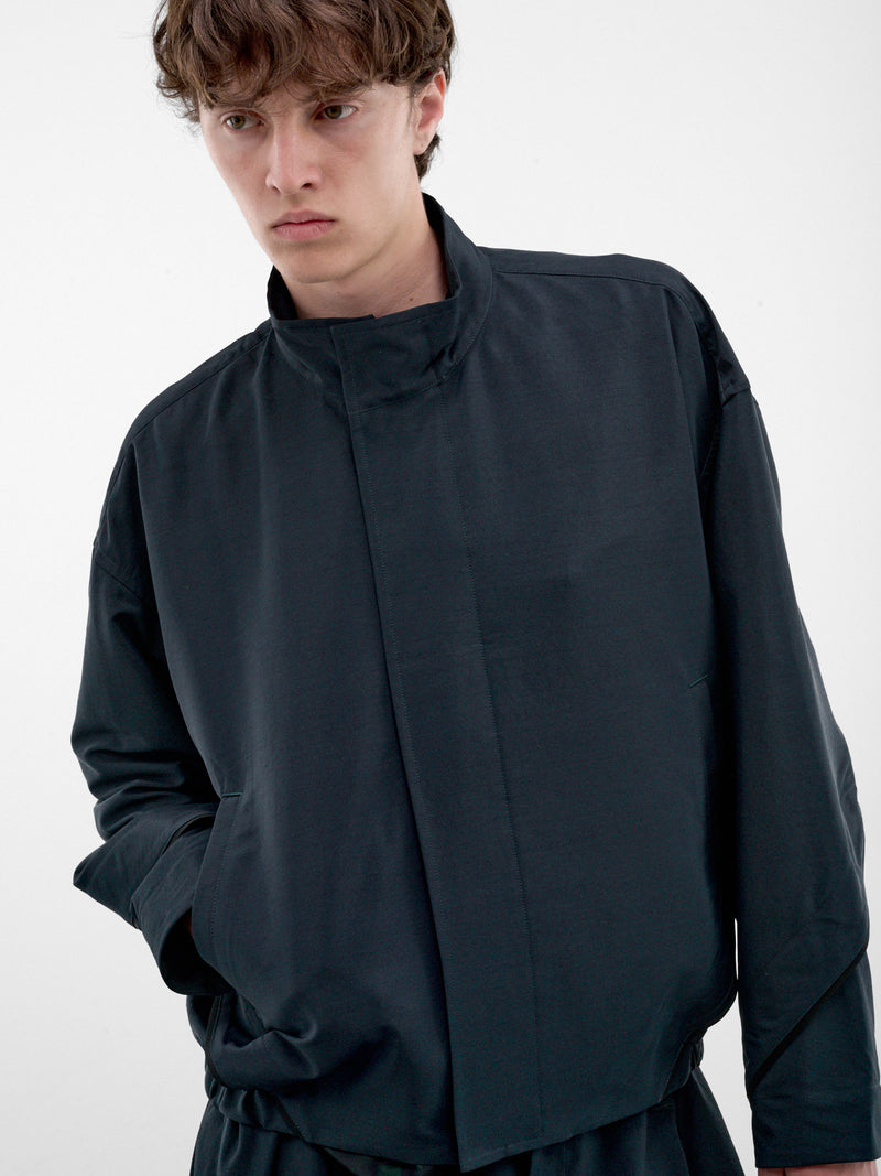 Green Boxy Spiral Seam Jacket (LA68FC061-63-DARK-GREEN)