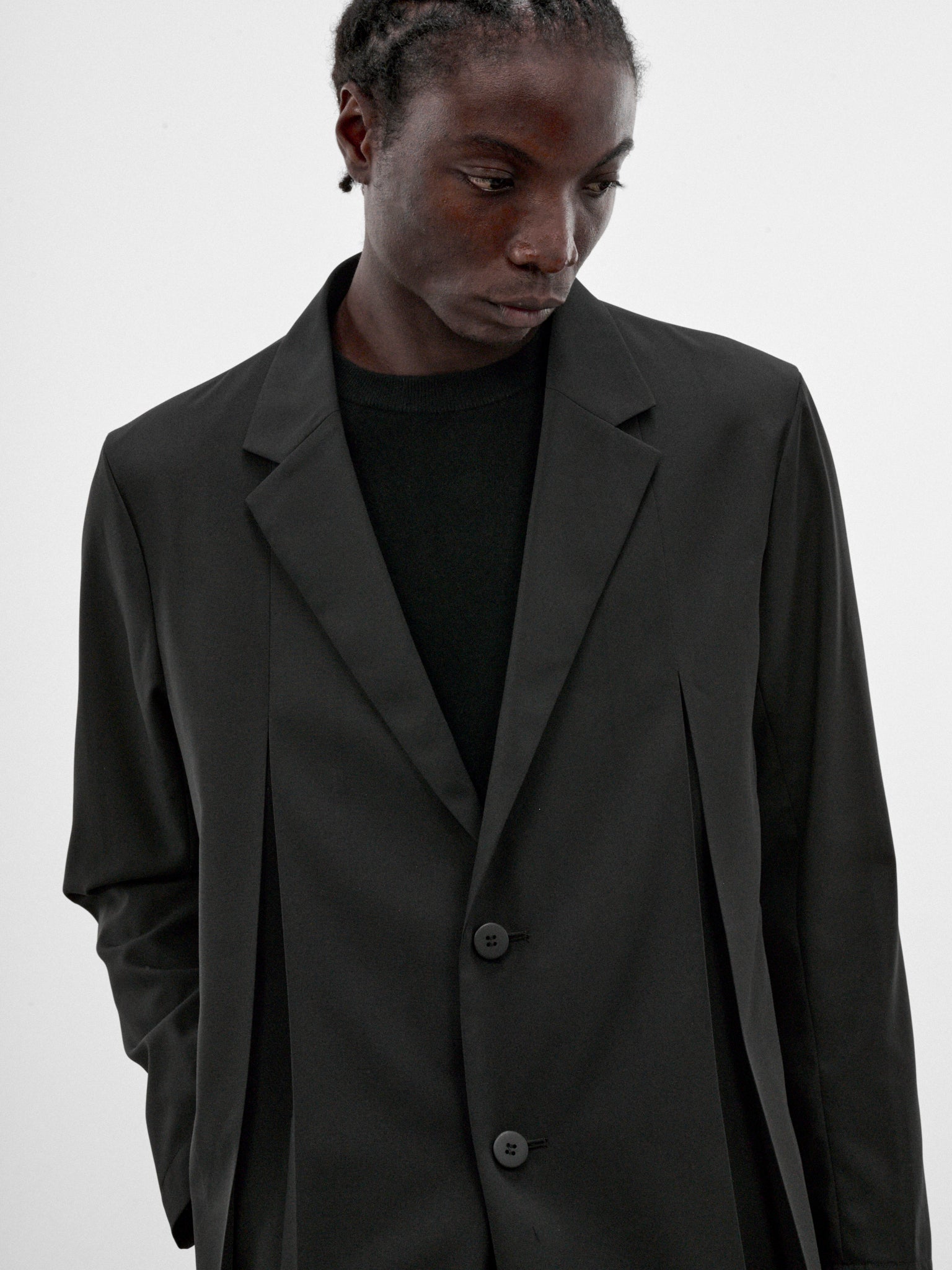 Wings Black Pleated Blazer (LA68FD022-15-BLACK)