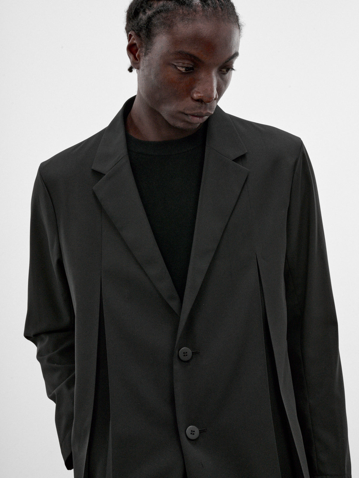 Wings Black Pleated Blazer (LA68FD022-15-BLACK)