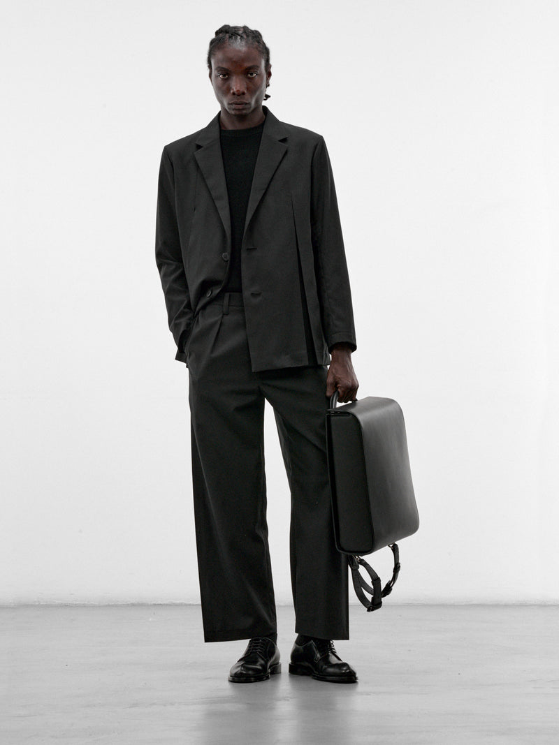 Wings Black Pleated Blazer (LA68FD022-15-BLACK)