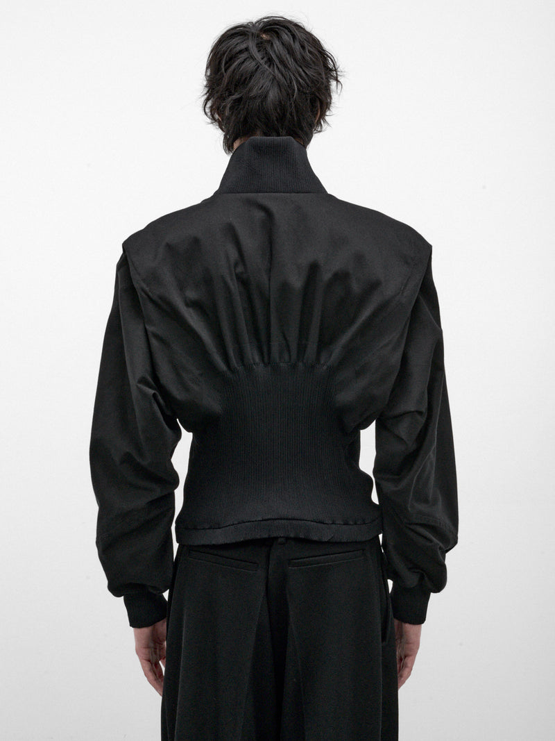 Black Gathered Waist Jacket (LA68FD031-15-BLACK)