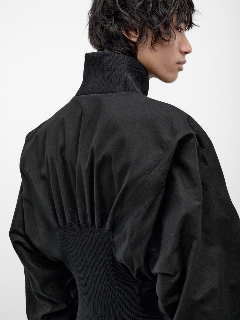 Black Gathered Waist Jacket (LA68FD031-15-BLACK)