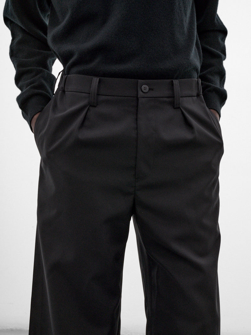 Wings Black Wide Pleated Trousers (LA68FF023-15-BLACK)