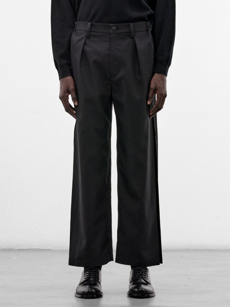 Wings Black Wide Pleated Trousers (LA68FF023-15-BLACK)