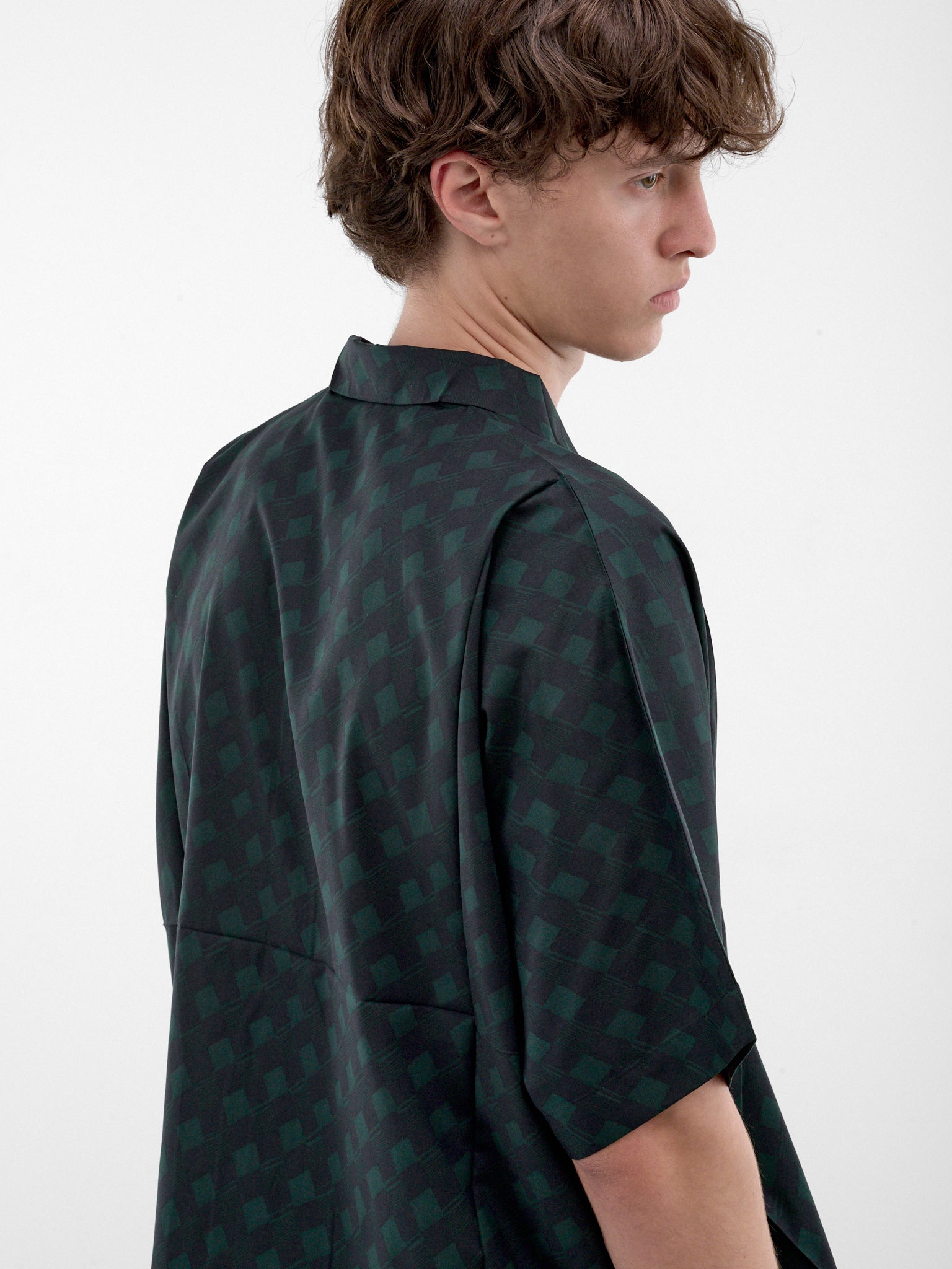 Navy Checkered Boxy Shirt (LA68FJ055-75-NAVY)